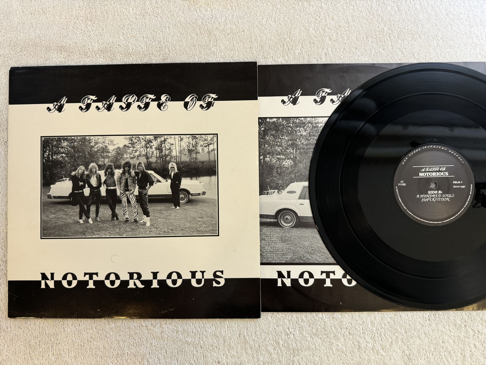 Omslagsbild för skivan NOTORIOUS a taste of 12"ep -88 Swe RAY LABEL RBLN-1