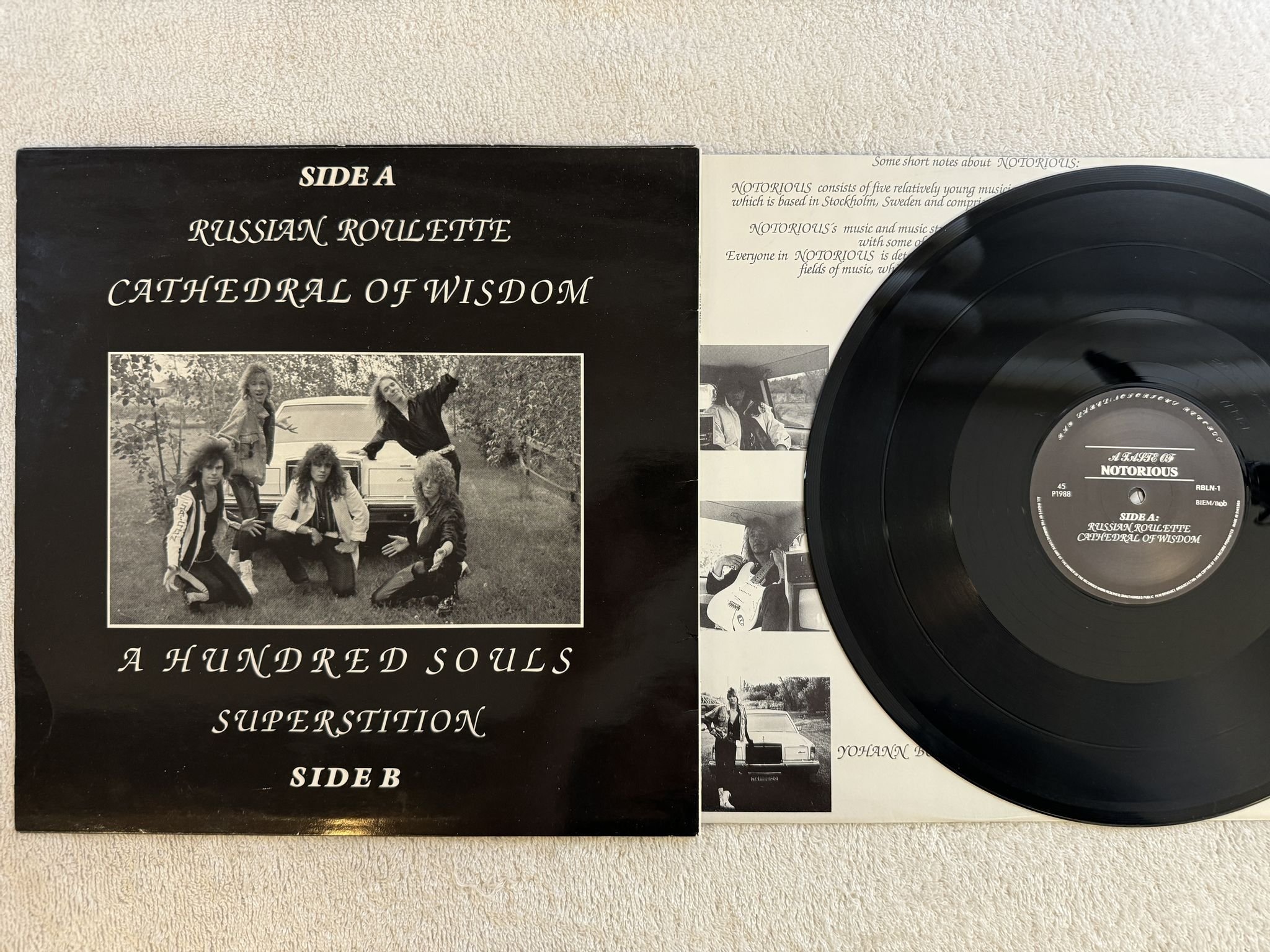 Omslagsbild för skivan NOTORIOUS a taste of 12"ep -88 Swe RAY LABEL RBLN-1