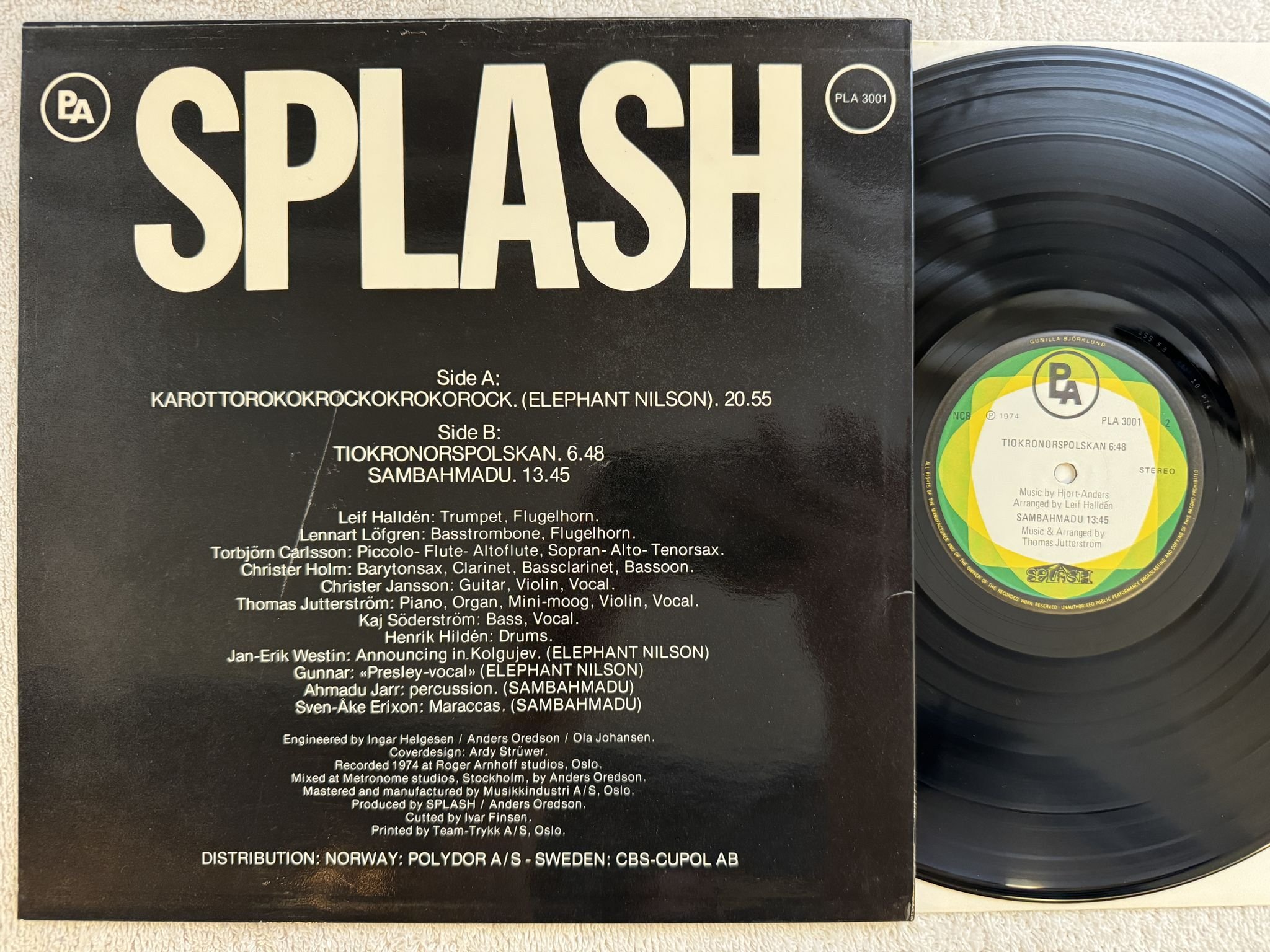 Omslagsbild för skivan SPLASH s/t LP -74 Pia PLA 3001 *** Rare jazz-prog ***