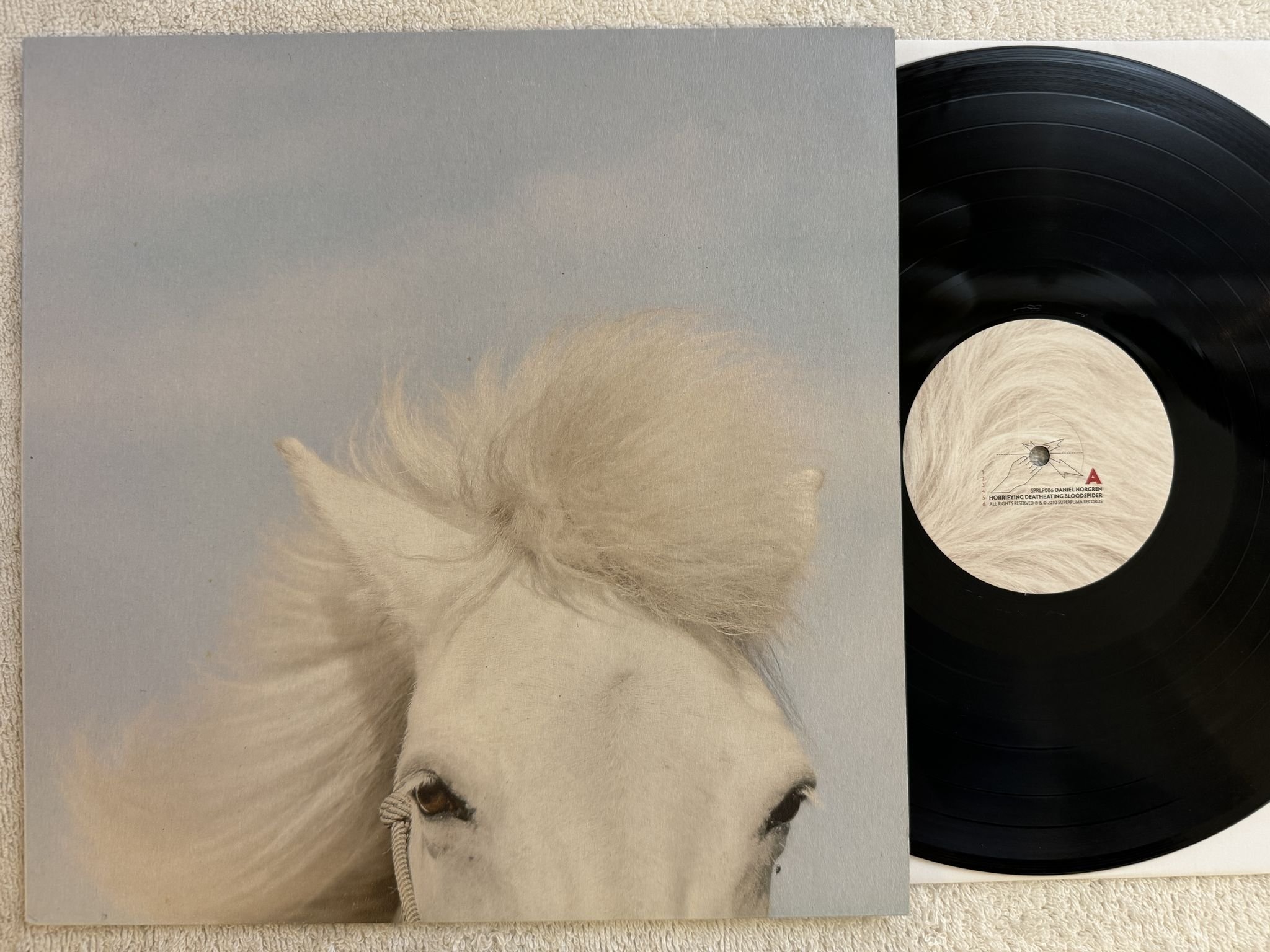 Omslagsbild för skivan DANIEL NORGREN Horrifying Deatheating Bloodspider LP 2010 superpuma SPRLP006