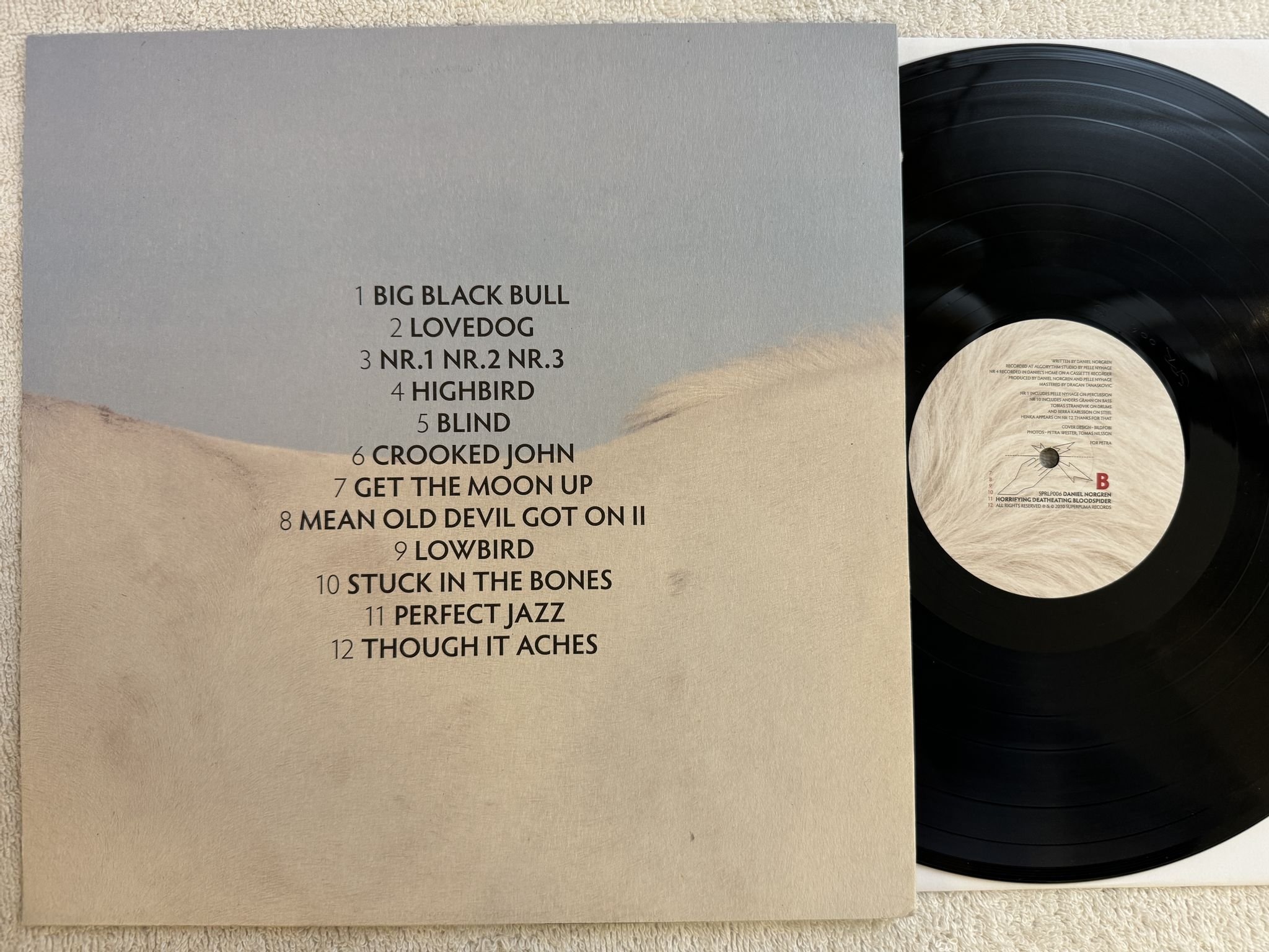 Omslagsbild för skivan DANIEL NORGREN Horrifying Deatheating Bloodspider LP 2010 superpuma SPRLP006