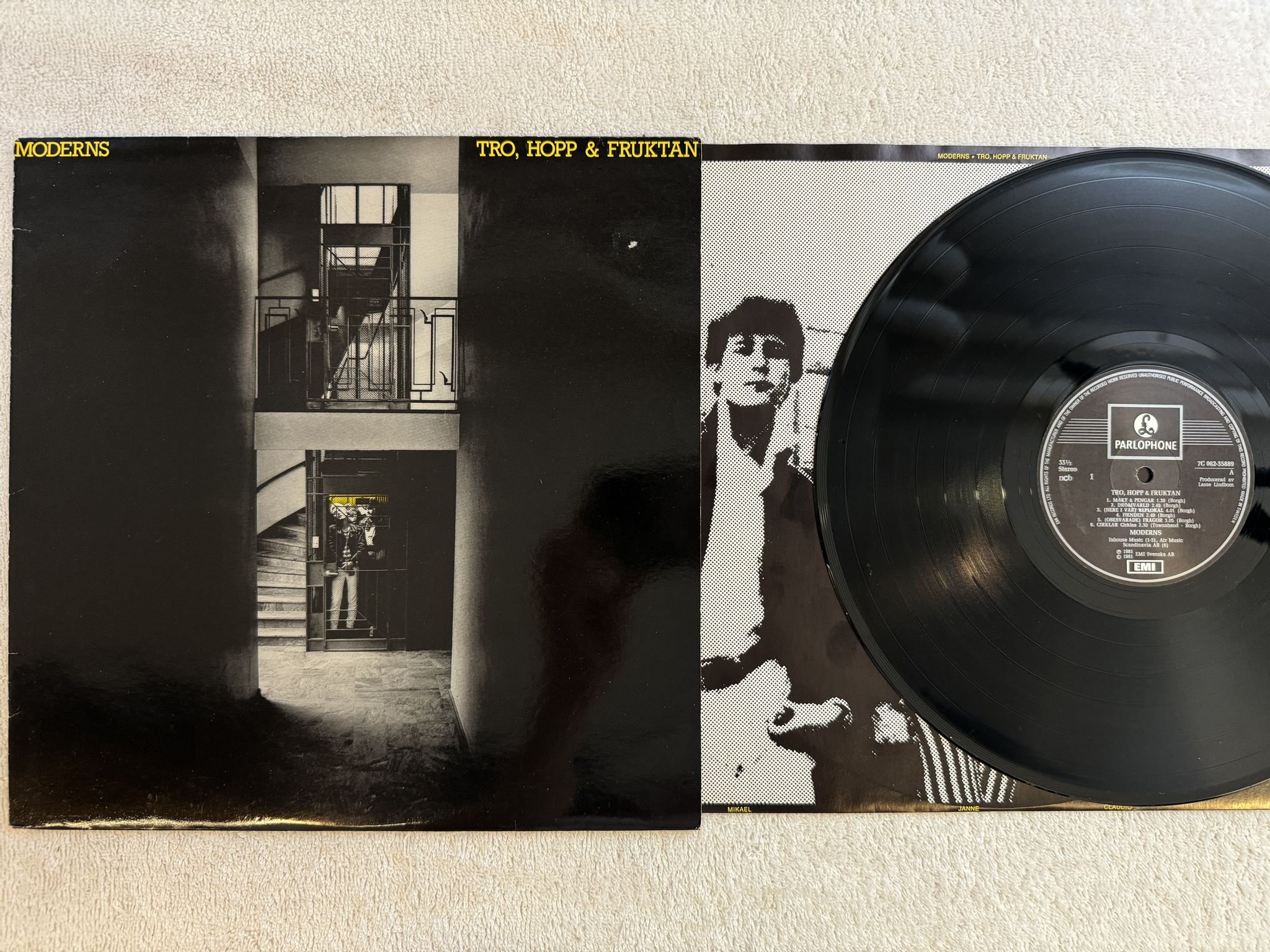 Omslagsbild för skivan MODERNS tro hopp & fruktan LP -81 Swe PARLOPHONE 7C 062-35889 *** POWER POP ***