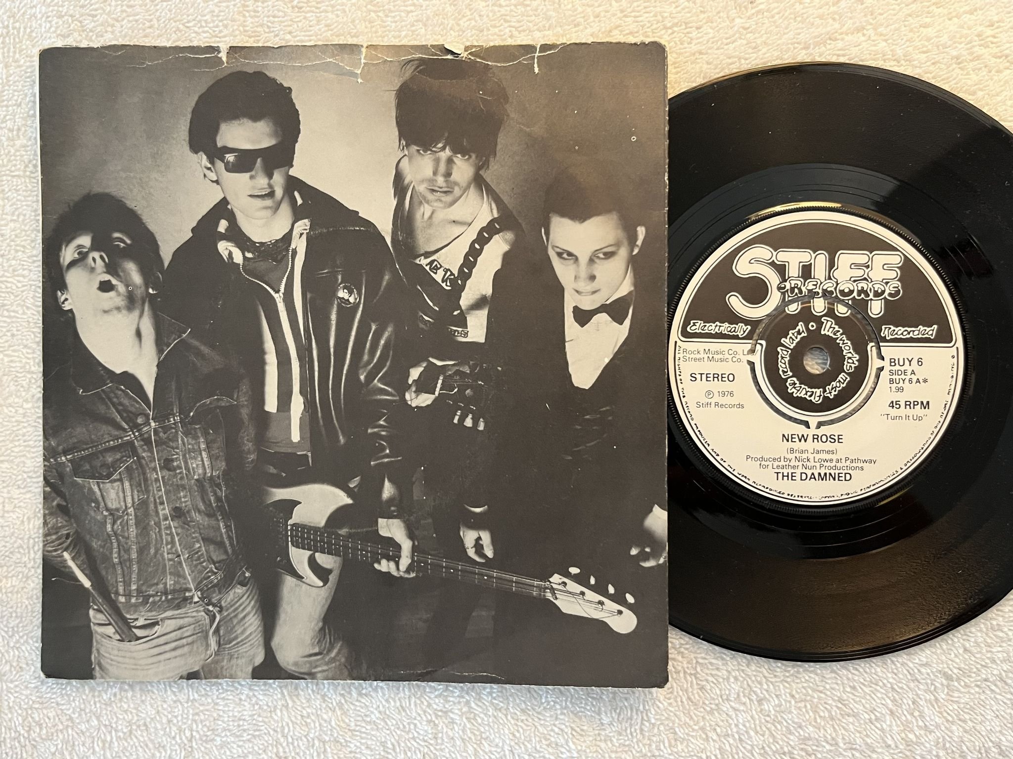 Omslagsbild för skivan THE DAMNED new rose 7" UK -76 2nd STIFF BUY 6 ** MEGA RARE PUNK 45 **