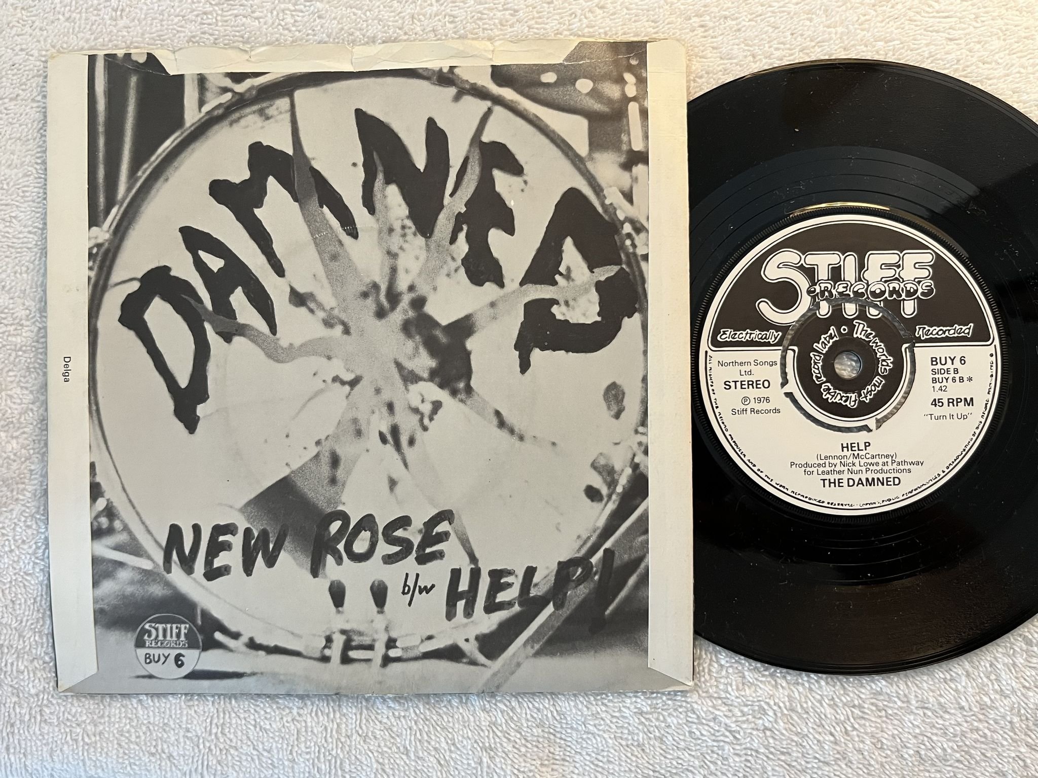 Omslagsbild för skivan THE DAMNED new rose 7" UK -76 2nd STIFF BUY 6 ** MEGA RARE PUNK 45 **