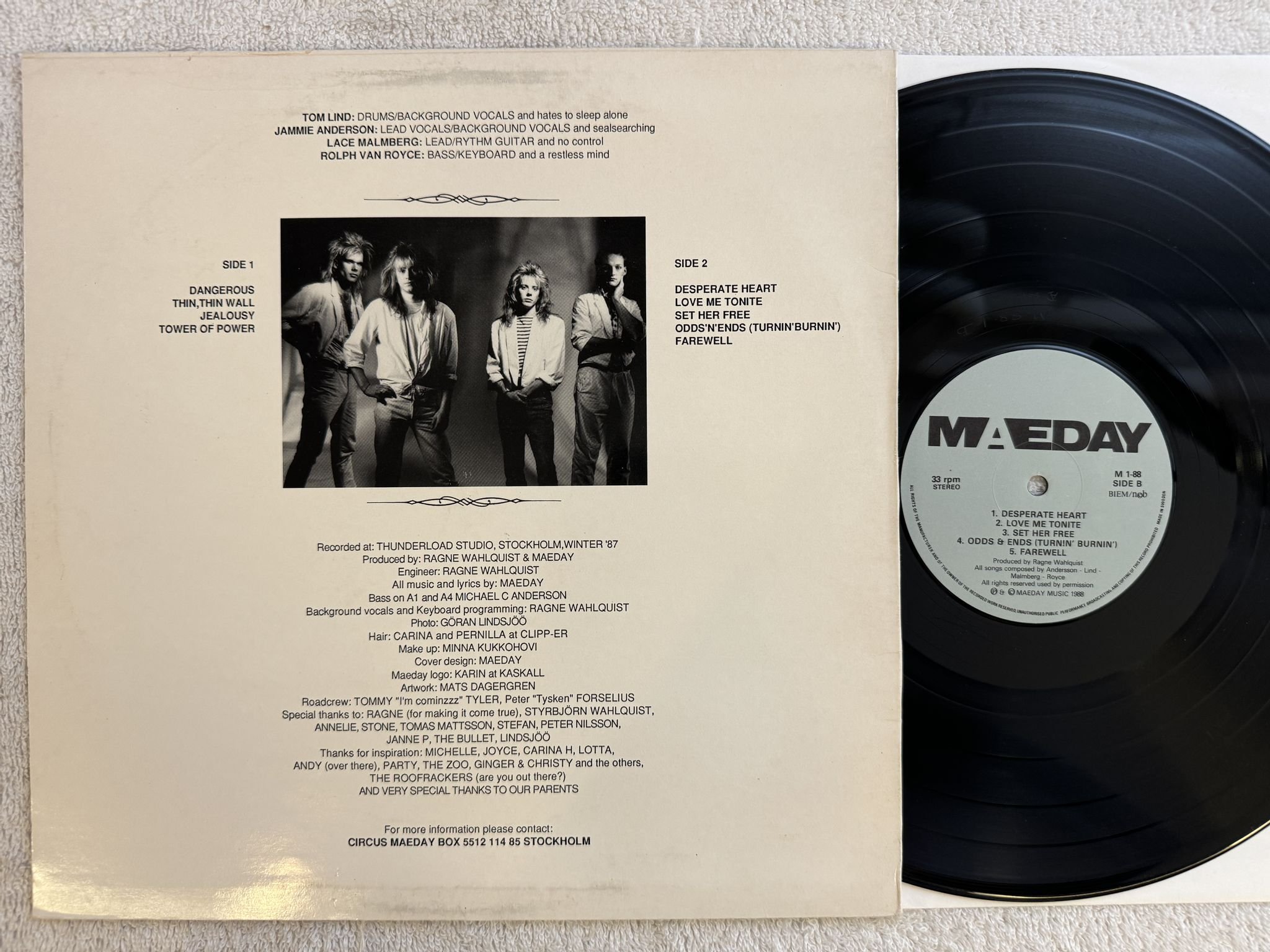 Omslagsbild för skivan MAEDAY s/t LP -88 Swe MAEDAY MUSIC M-1-88 *** Rare AOR ***