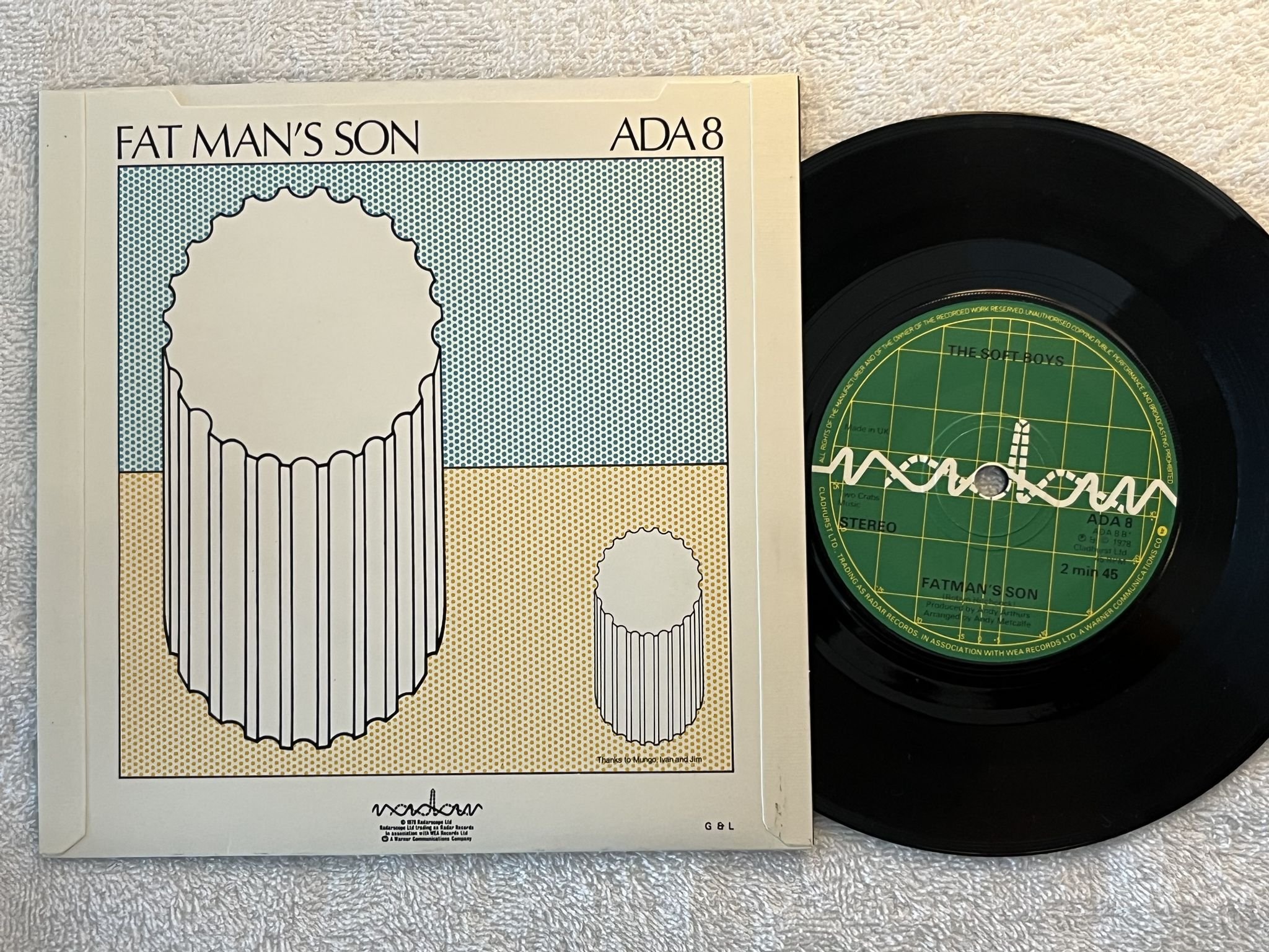 Omslagsbild för skivan THE SOFT BOYS (I Want To Be An) Anglepoise Lamp 7" UK -78 RADAR ADA 8