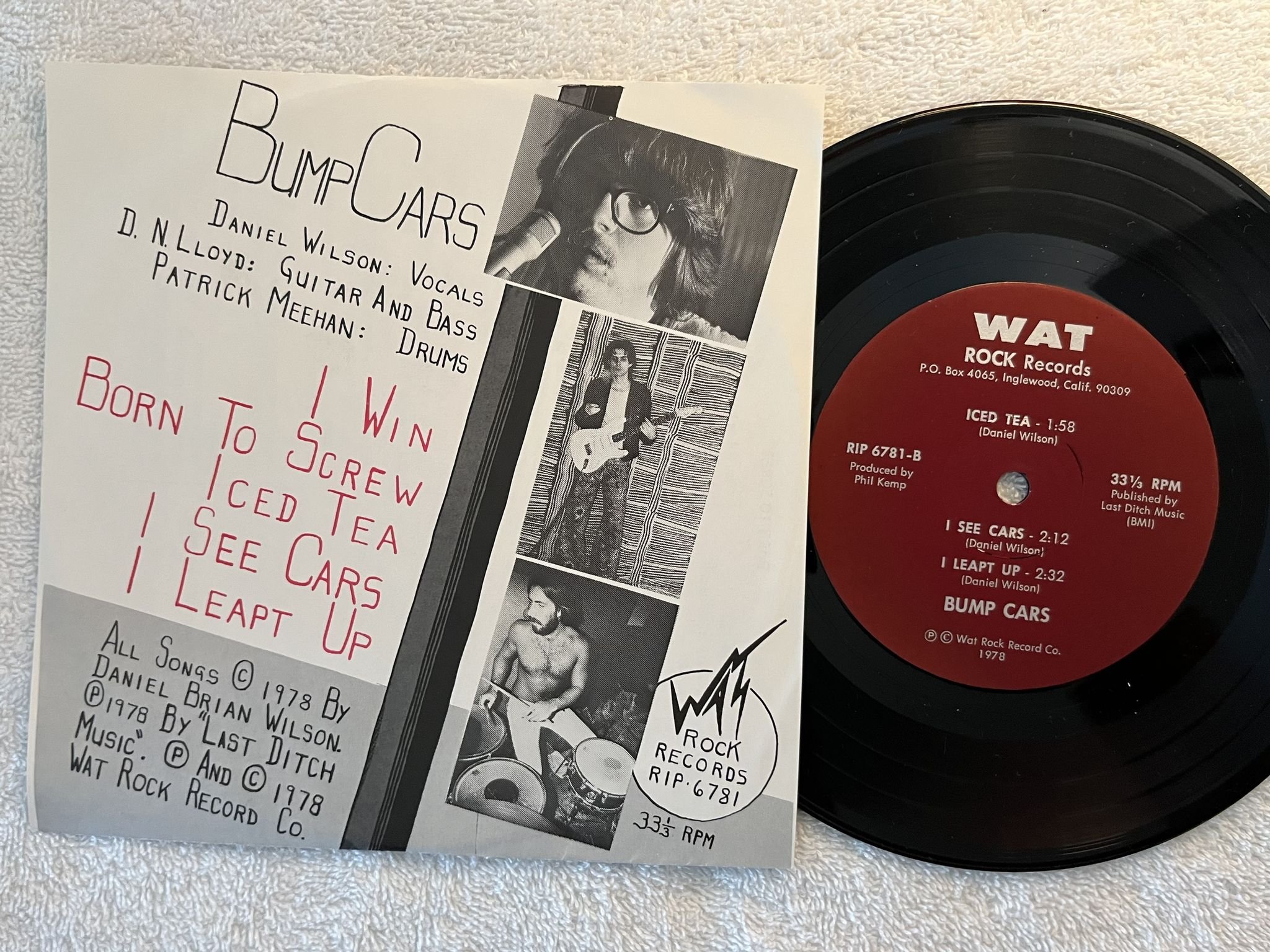 Omslagsbild för skivan BUMP CARS I win 7"ep US -78 WAT ROCK RIP 6781 *** punk 45 ***