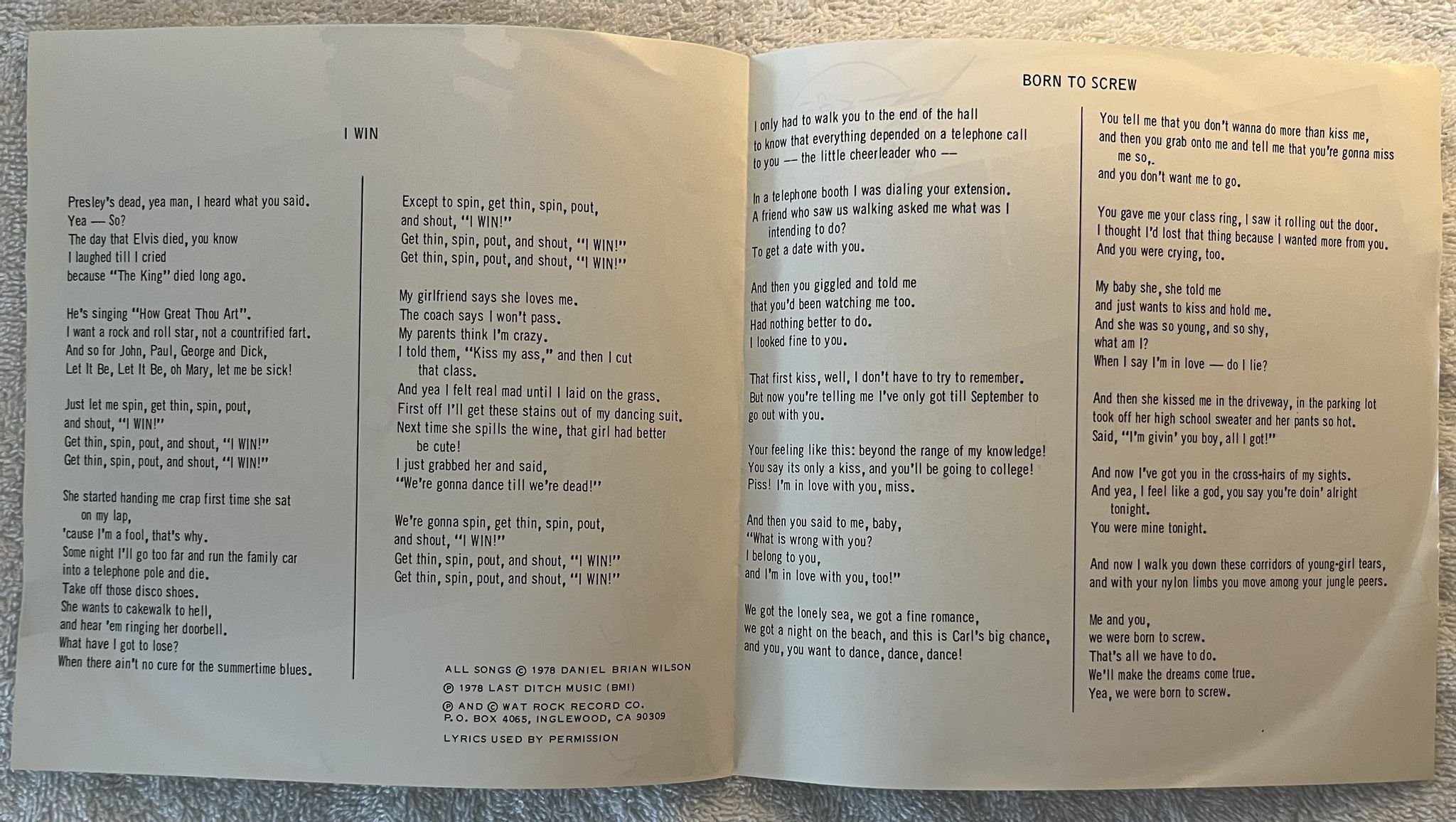 Omslagsbild för skivan BUMP CARS I win 7"ep US -78 WAT ROCK RIP 6781 *** punk 45 ***