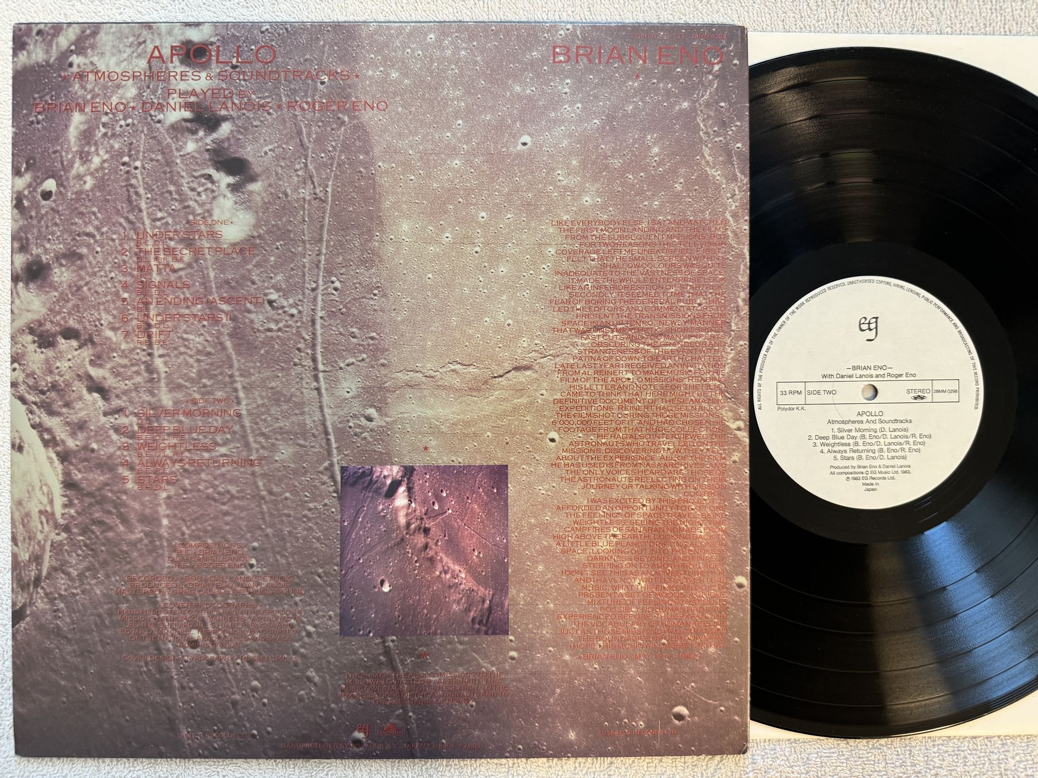 Omslagsbild för skivan BRIAN ENO Apollo - Atmospheres & SoundtracksLP Japan EG 28MM 0298