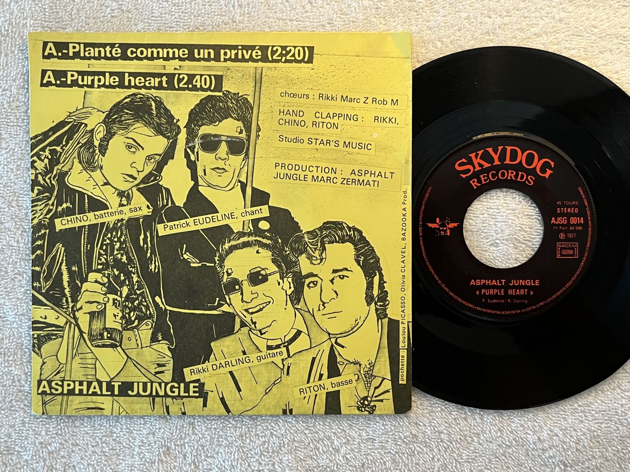 Omslagsbild för skivan ASPHALT JUNGLE Planté Comme Un Privé 7" -77 Fra SKYDOG AJSG 0014 * PUNK 45 *