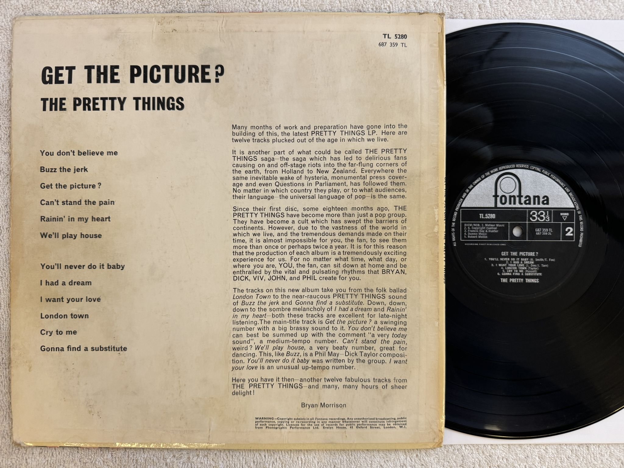 Omslagsbild för skivan PRETTY THINGS get the picture? LP -65 uk FONTANA TL 5280
