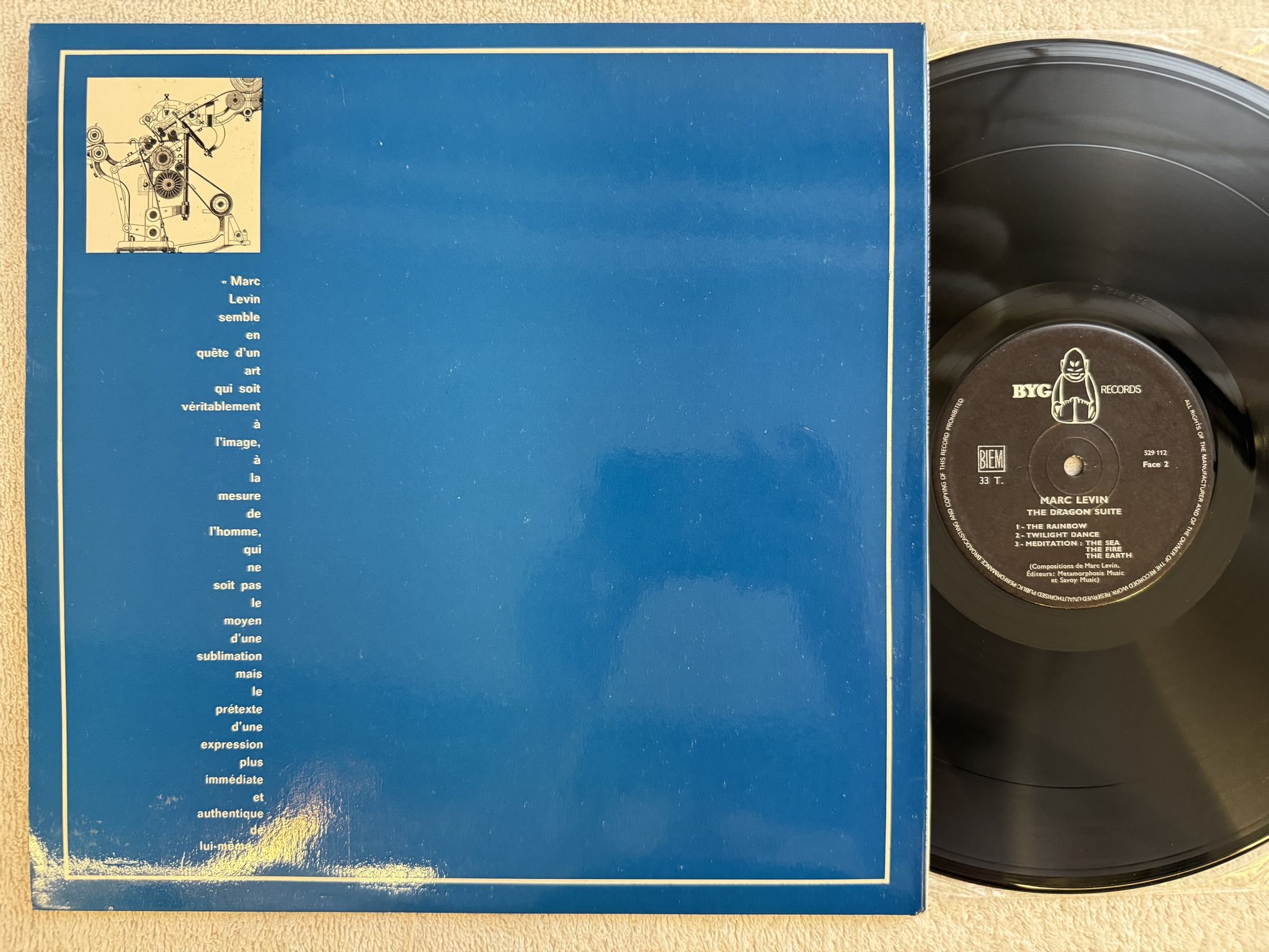 Omslagsbild för skivan MARC LEVIN The Dragon Suite LP Fra BYG 529112 *** FREE JAZZ ***