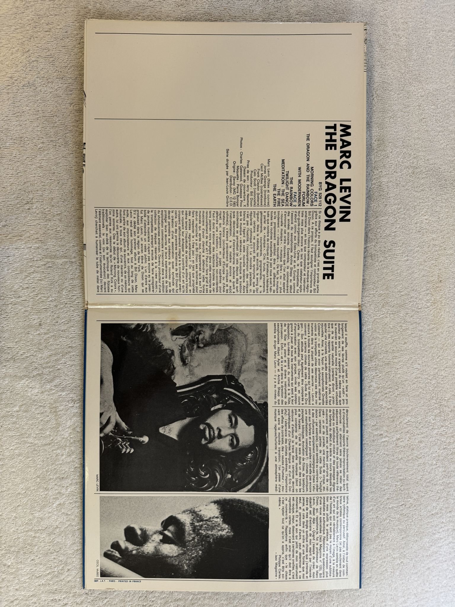 Omslagsbild för skivan MARC LEVIN The Dragon Suite LP Fra BYG 529112 *** FREE JAZZ ***