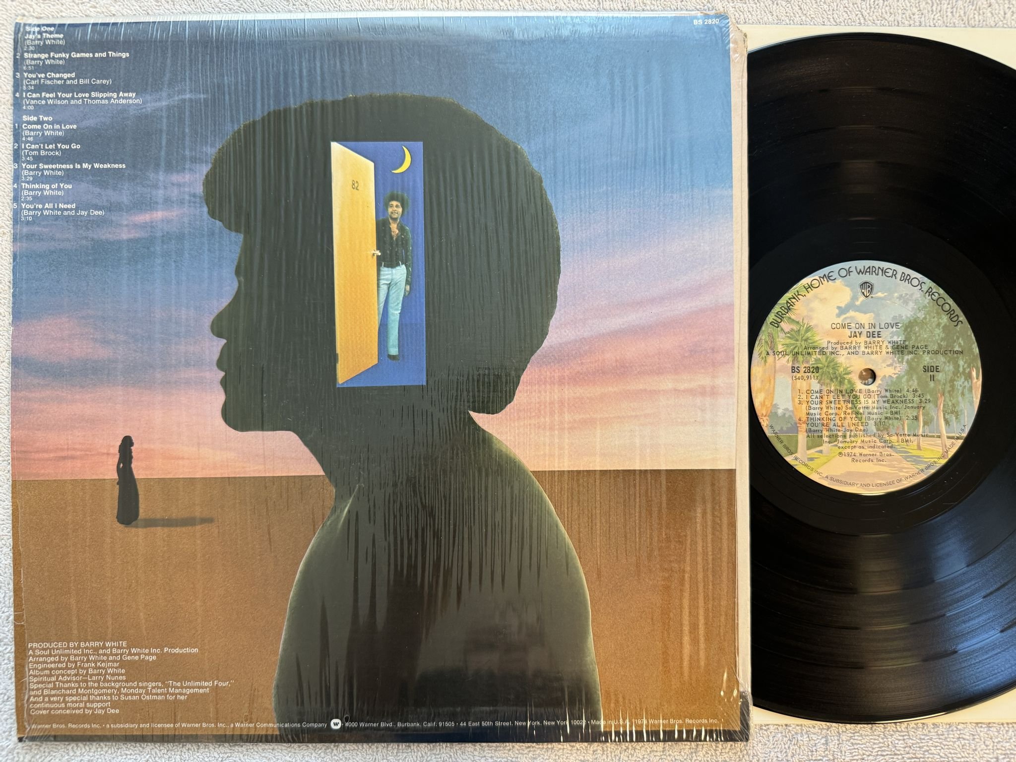 Omslagsbild för skivan JAY DEE Come On In Love LP -74 US WARNER BS 2820 *** disco soul ***