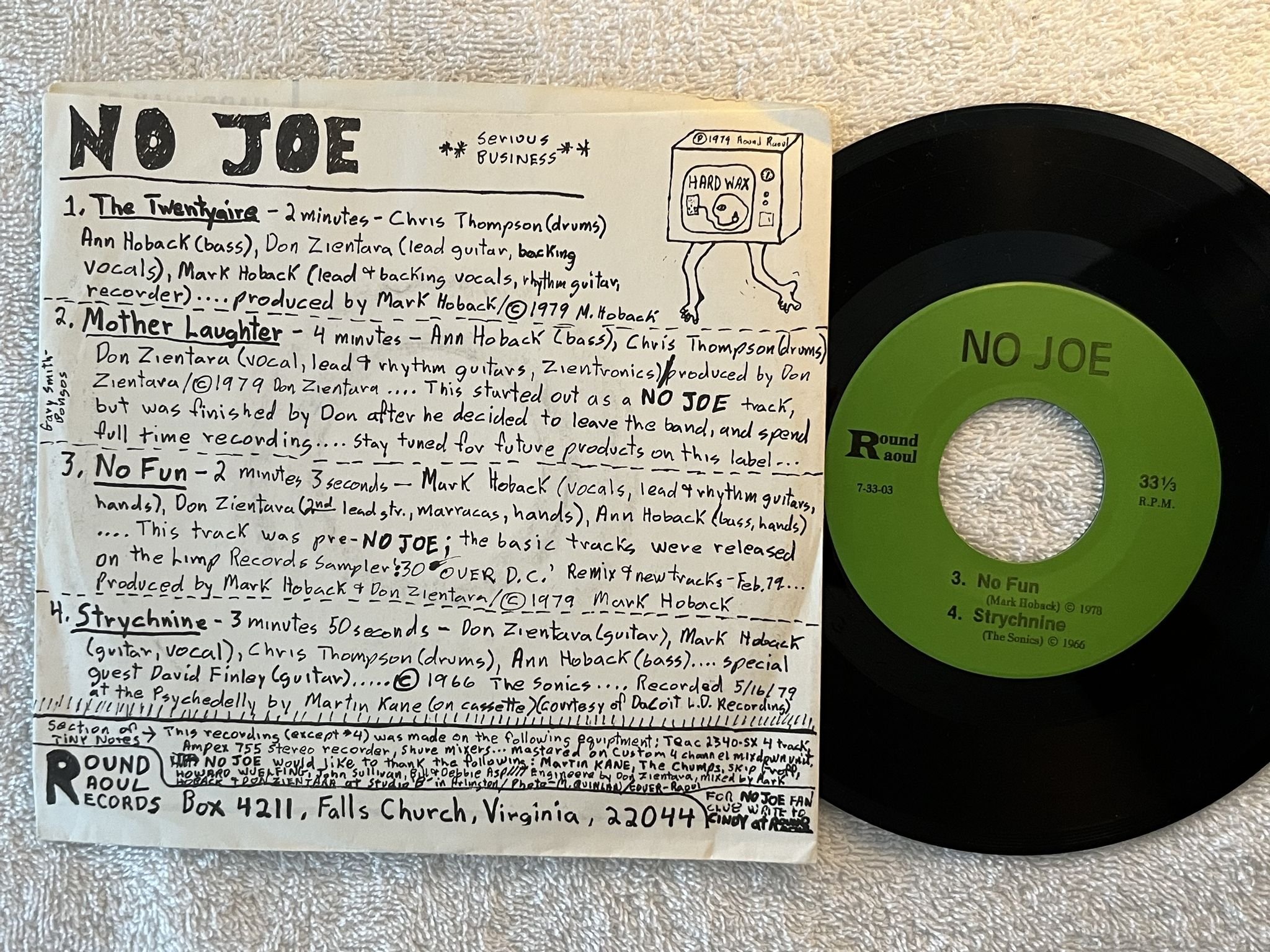 Omslagsbild för skivan NO JOE hardwax e.p. 7"EP -79 US ROUND RAOUL 7 33-03 * garage 45 *