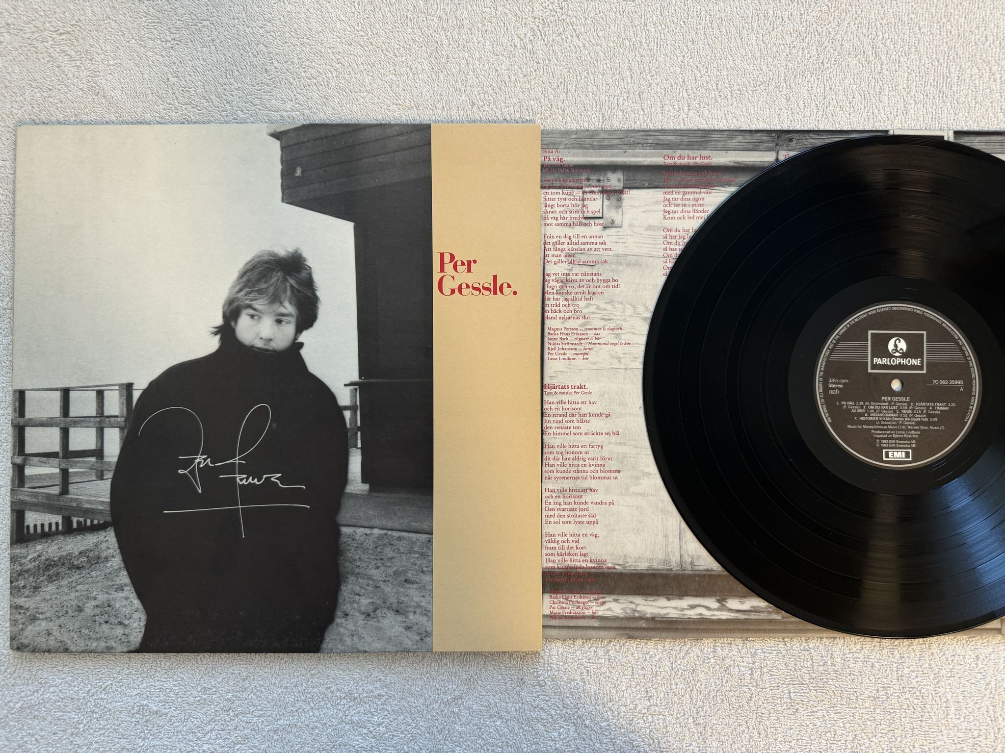 Omslagsbild för skivan PER GESSLE s/t LP -83 Swe PARLOPHONE 7C 062-35995 ** NICE SIGNATURE **