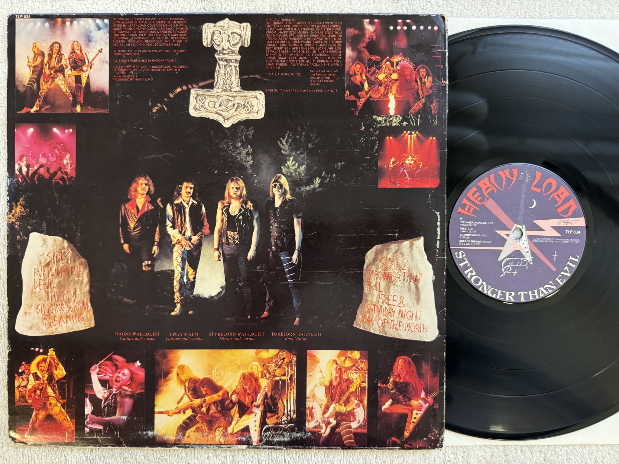 Omslagsbild för skivan HEAVY LOAD Stronger Than Evil LP -83 THUNDERLOAD TLP 834 *** POSTER ***