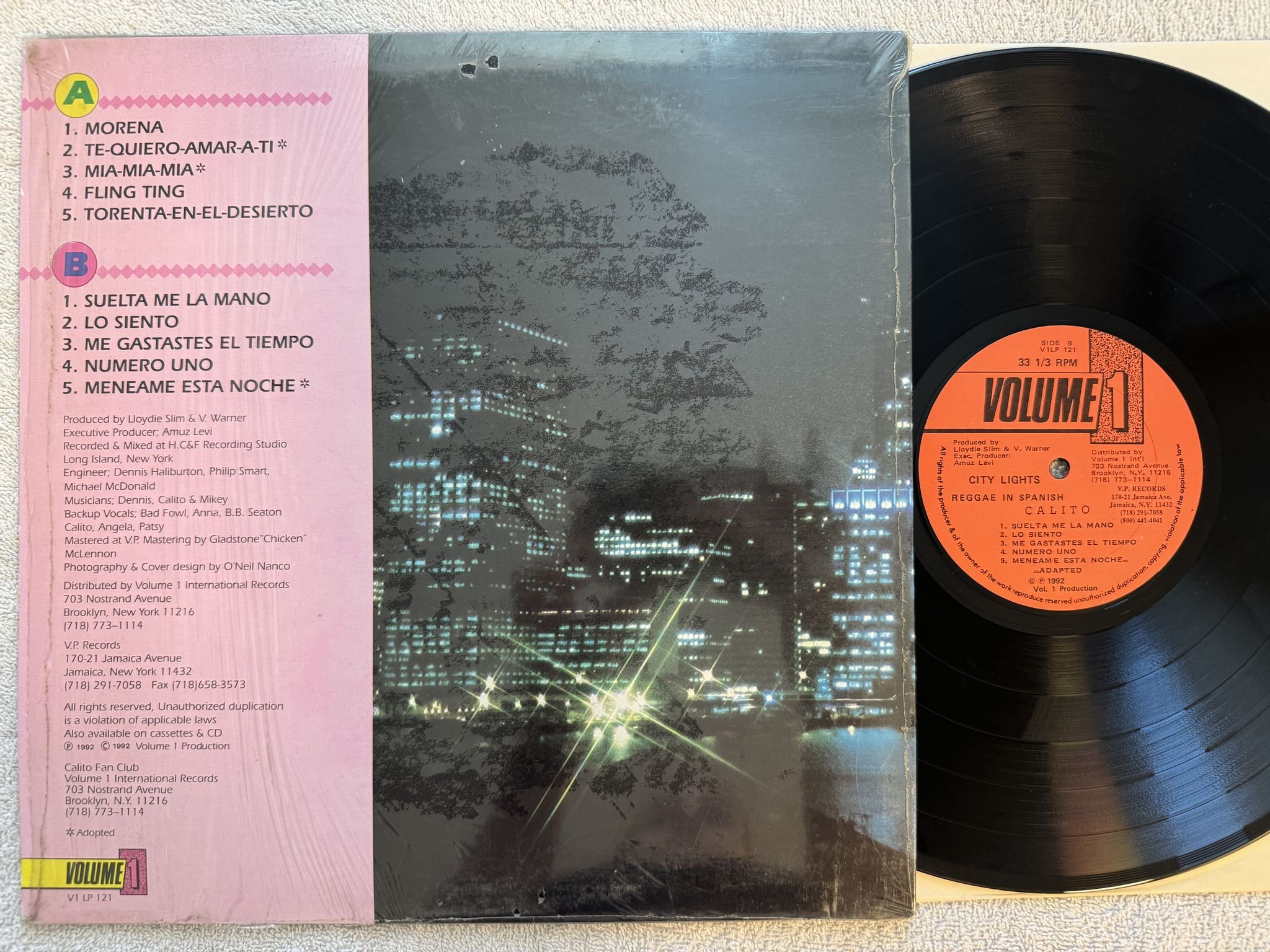 Omslagsbild för skivan CALITO City Lights LP -92 US V1LP 121 ***Rare latin hip hop reggae ***