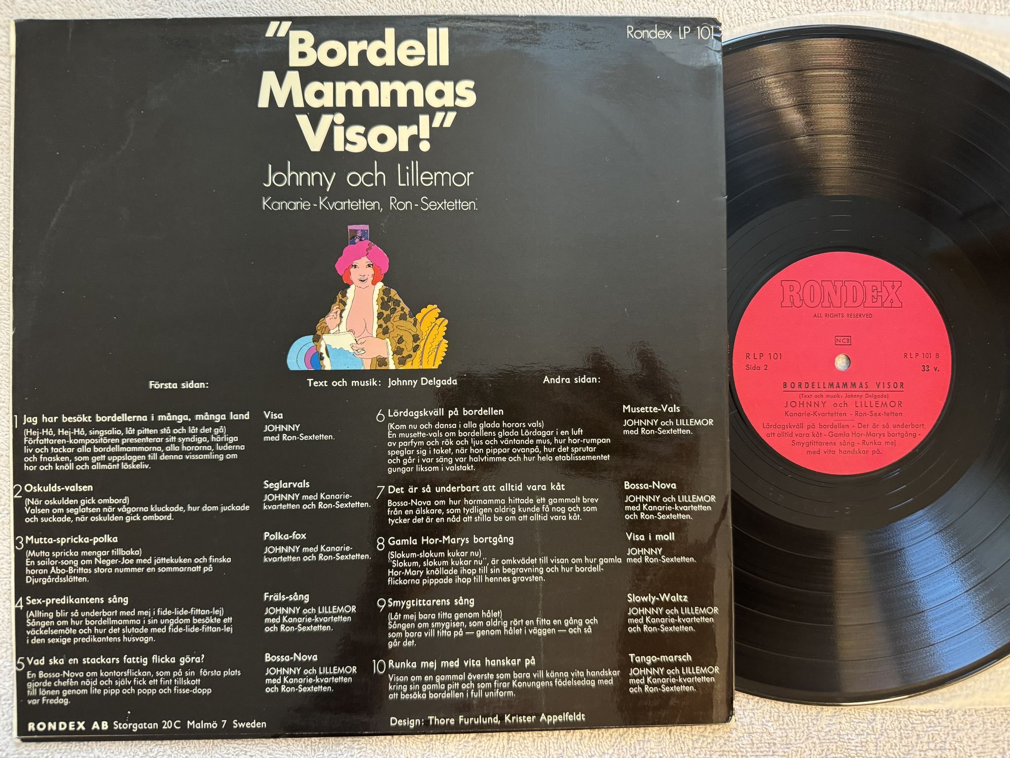 Omslagsbild för skivan Bordellmammas Visor! LP Rondex EP 101 *** w/ book with lyrics ***
