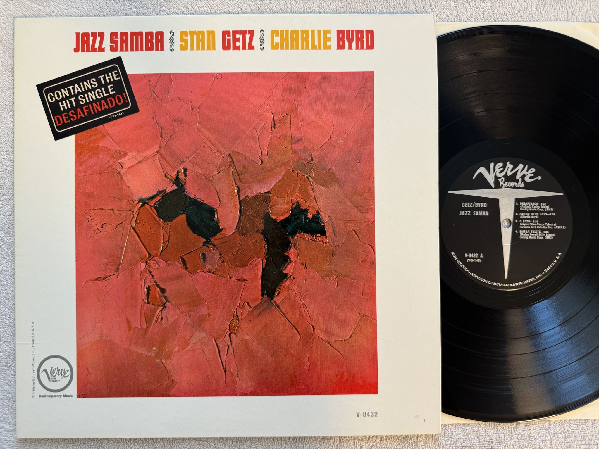 Omslagsbild för skivan STAN GETZ / CHARLIE BYRD jazz samba LP -62 US VERVE V-8432