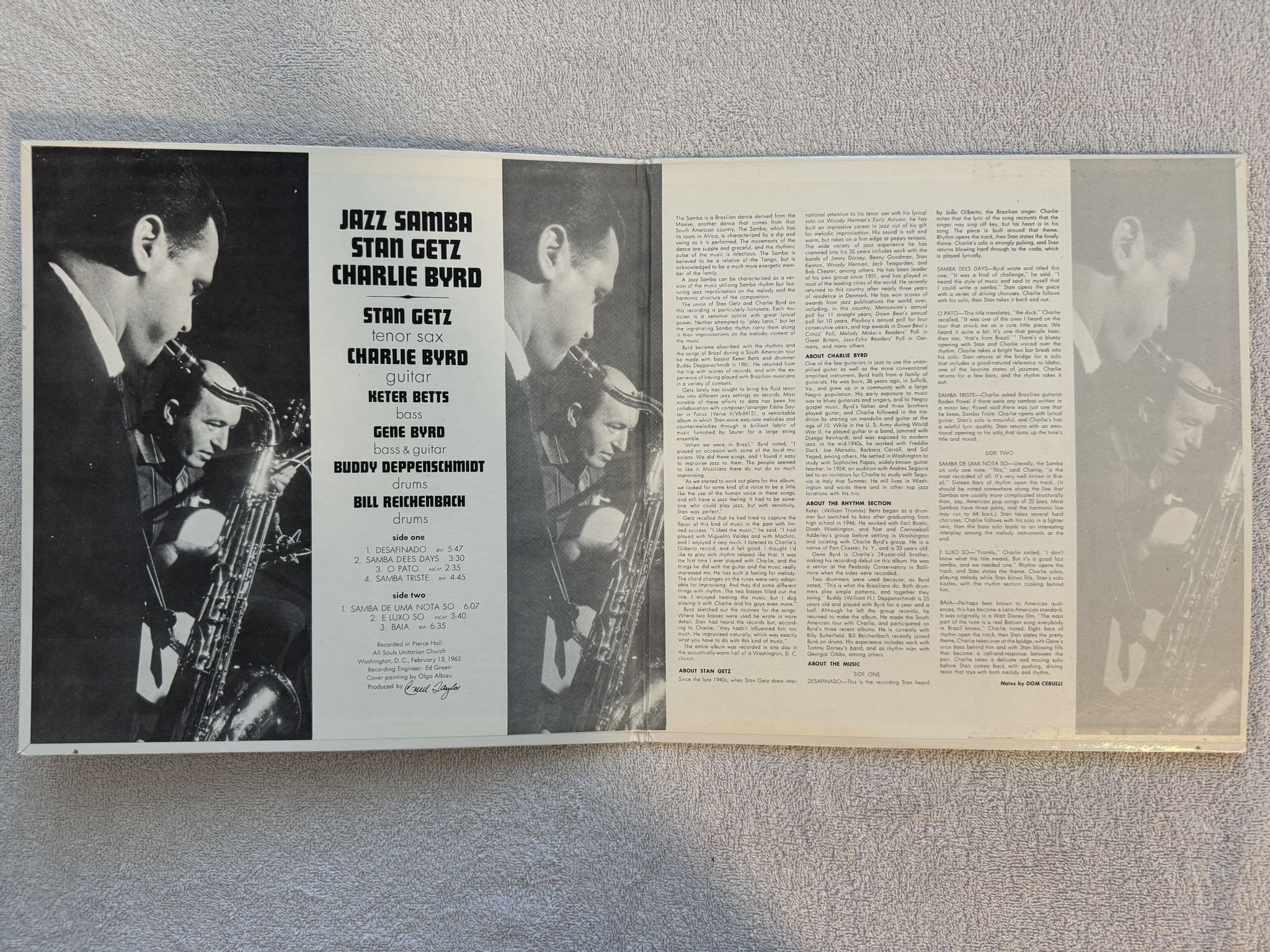 Omslagsbild för skivan STAN GETZ / CHARLIE BYRD jazz samba LP -62 US VERVE V-8432