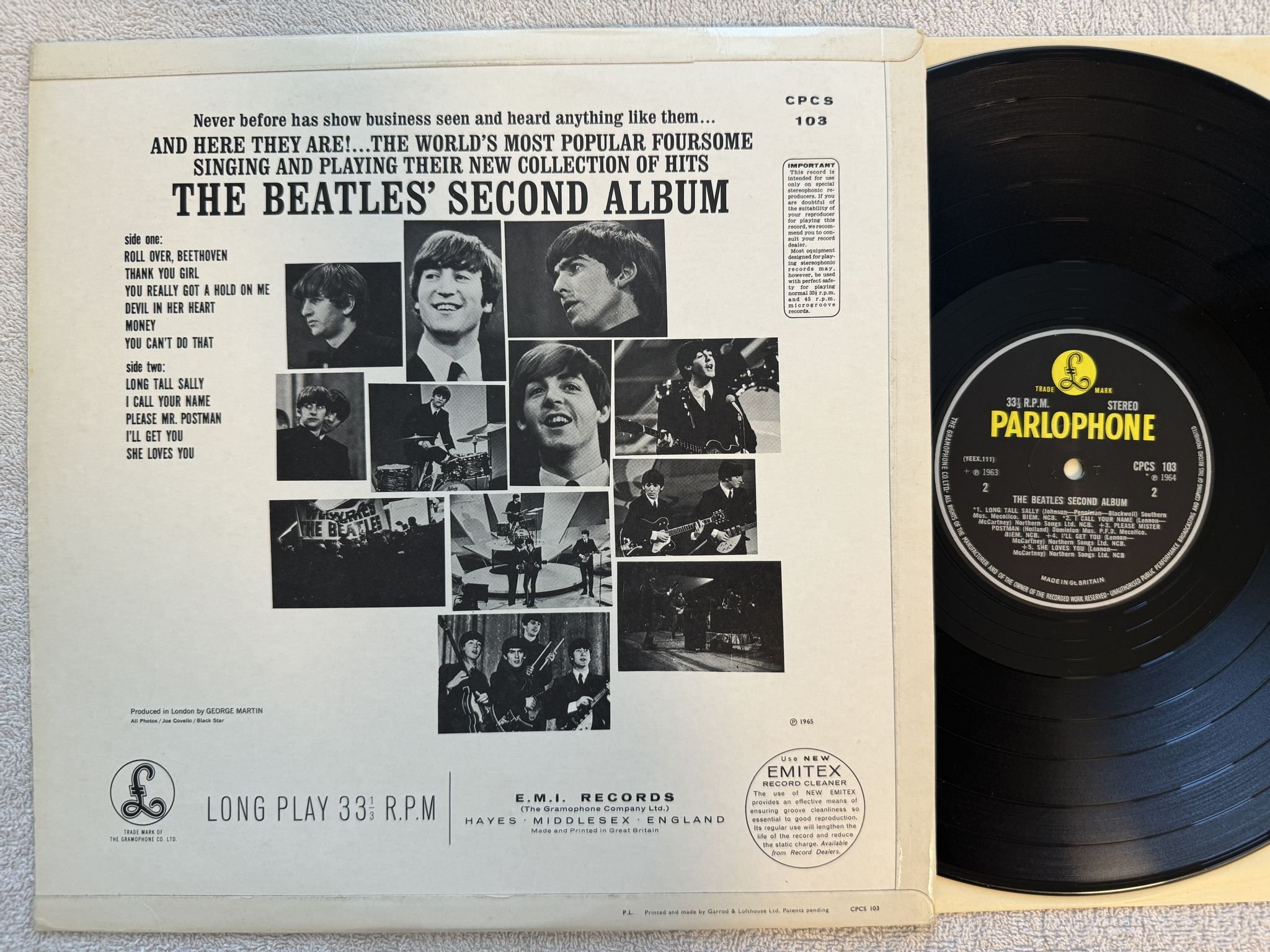 Omslagsbild för skivan THE BEATLES Second Album LP -66 PARLOPHONE export press CPCS 103 * VERY RARE *