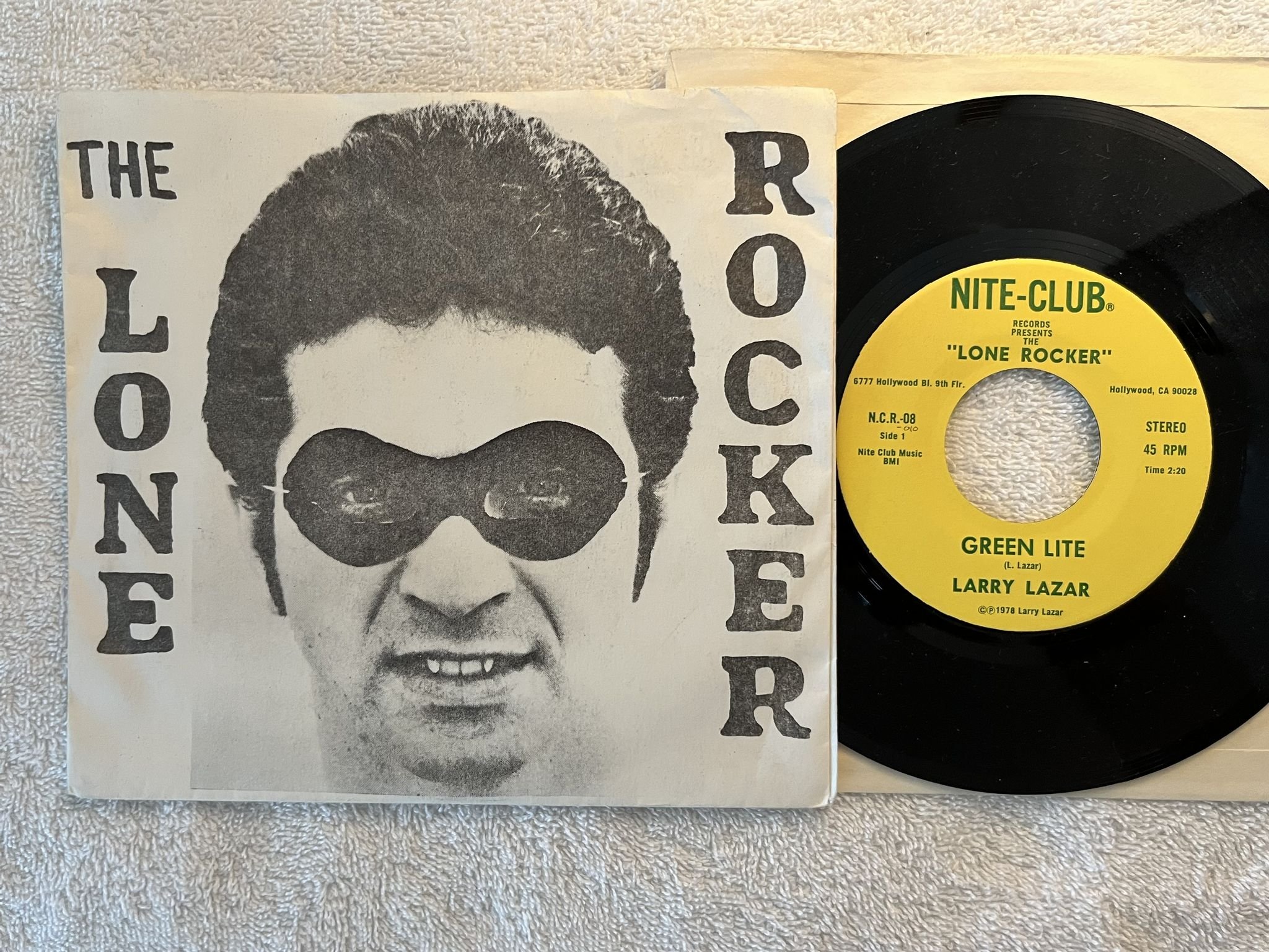Omslagsbild för skivan THE LONE ROCKER Green Lite 7"single -78 US NITE CLUB NCR 08 *** Rare punk ***