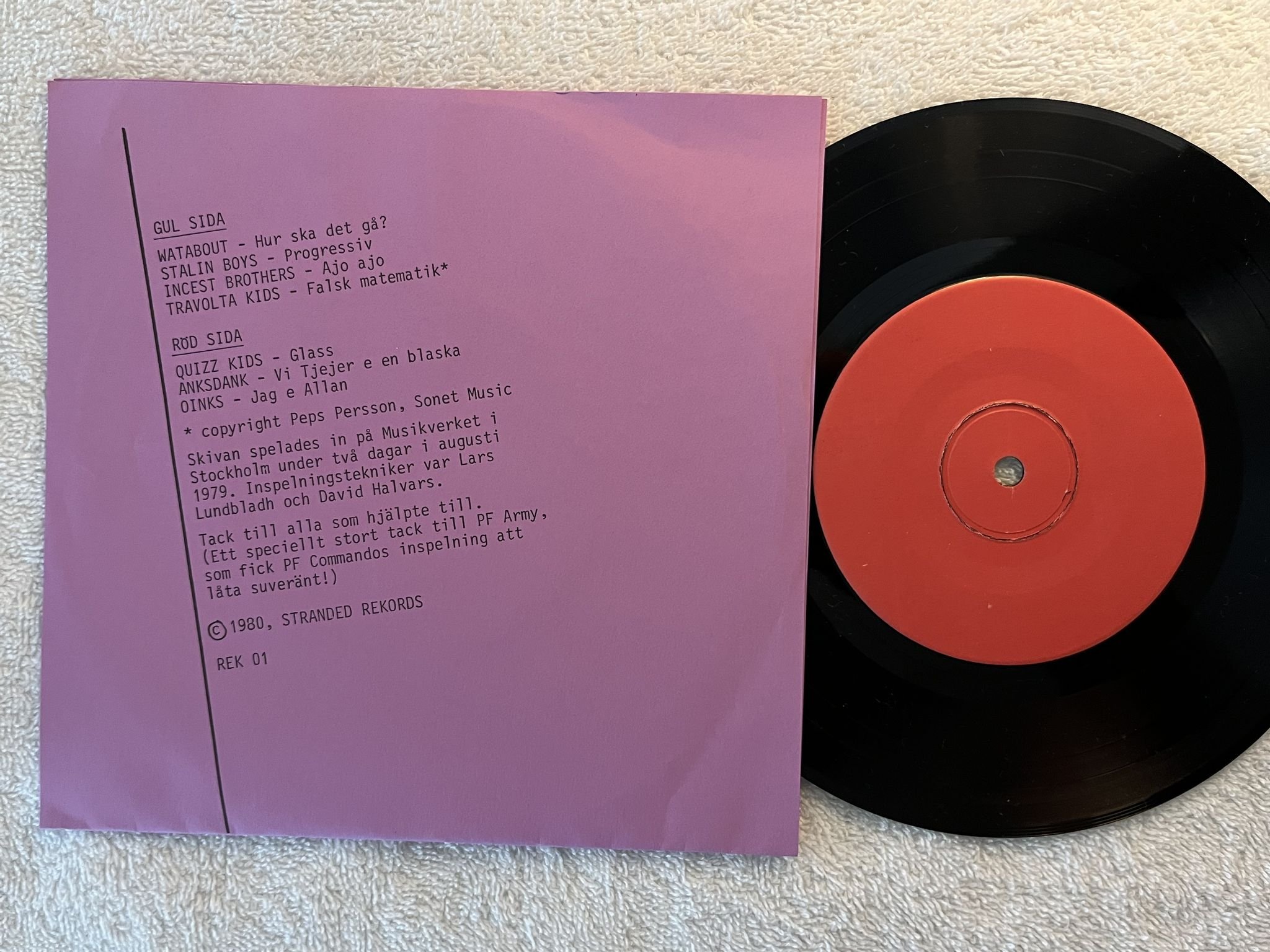 Omslagsbild för skivan V/A Live På Musikverket 7"EP -80 Swe STRANDED REK 01 ***. RARE 45 ***