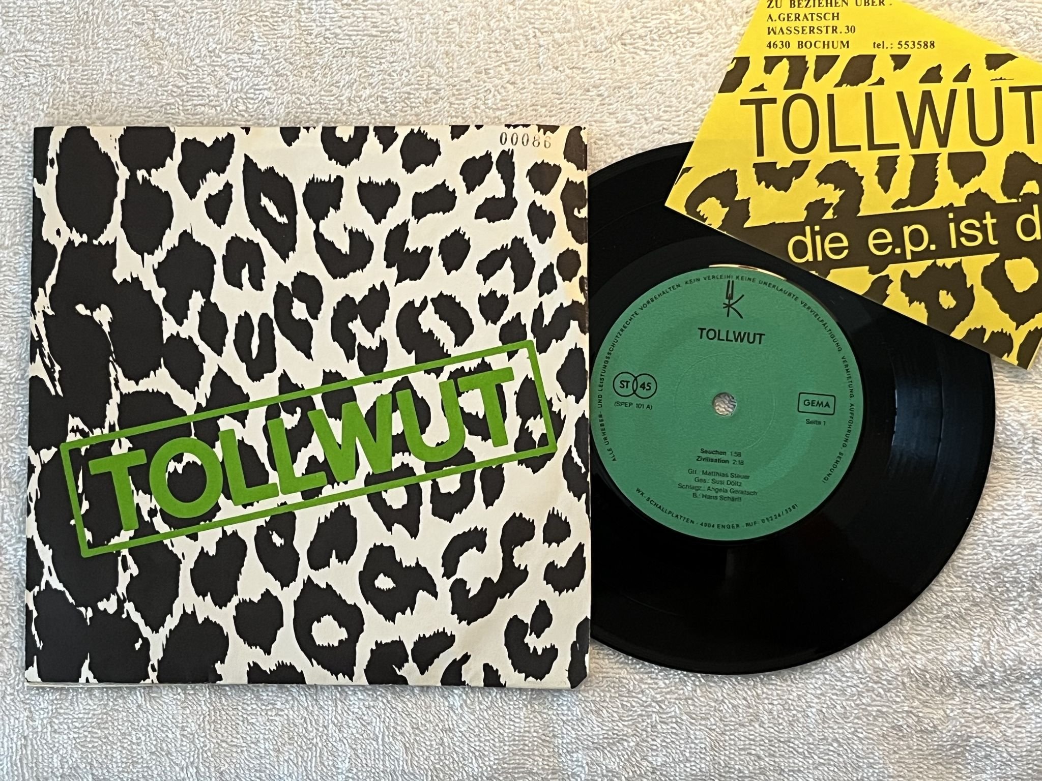 Omslagsbild för skivan TOLLWUT seuchen 7" -81 Ger SPEP 101 ** Punk 45 **