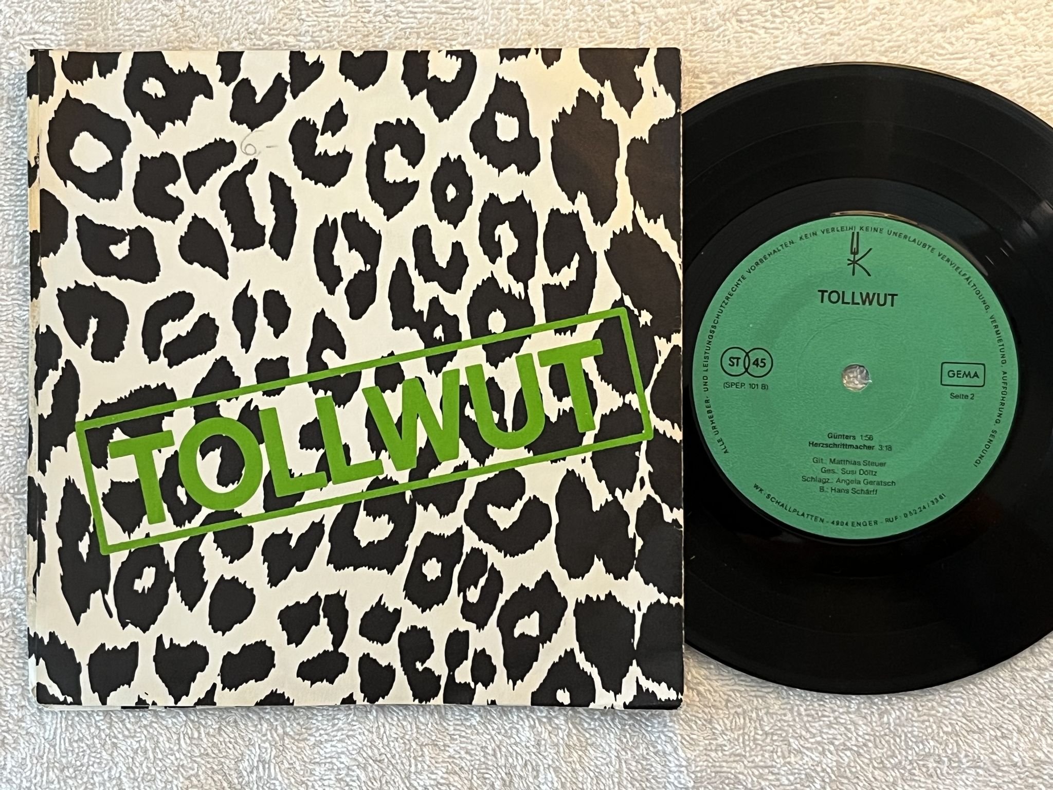 Omslagsbild för skivan TOLLWUT seuchen 7" -81 Ger SPEP 101 ** Punk 45 **