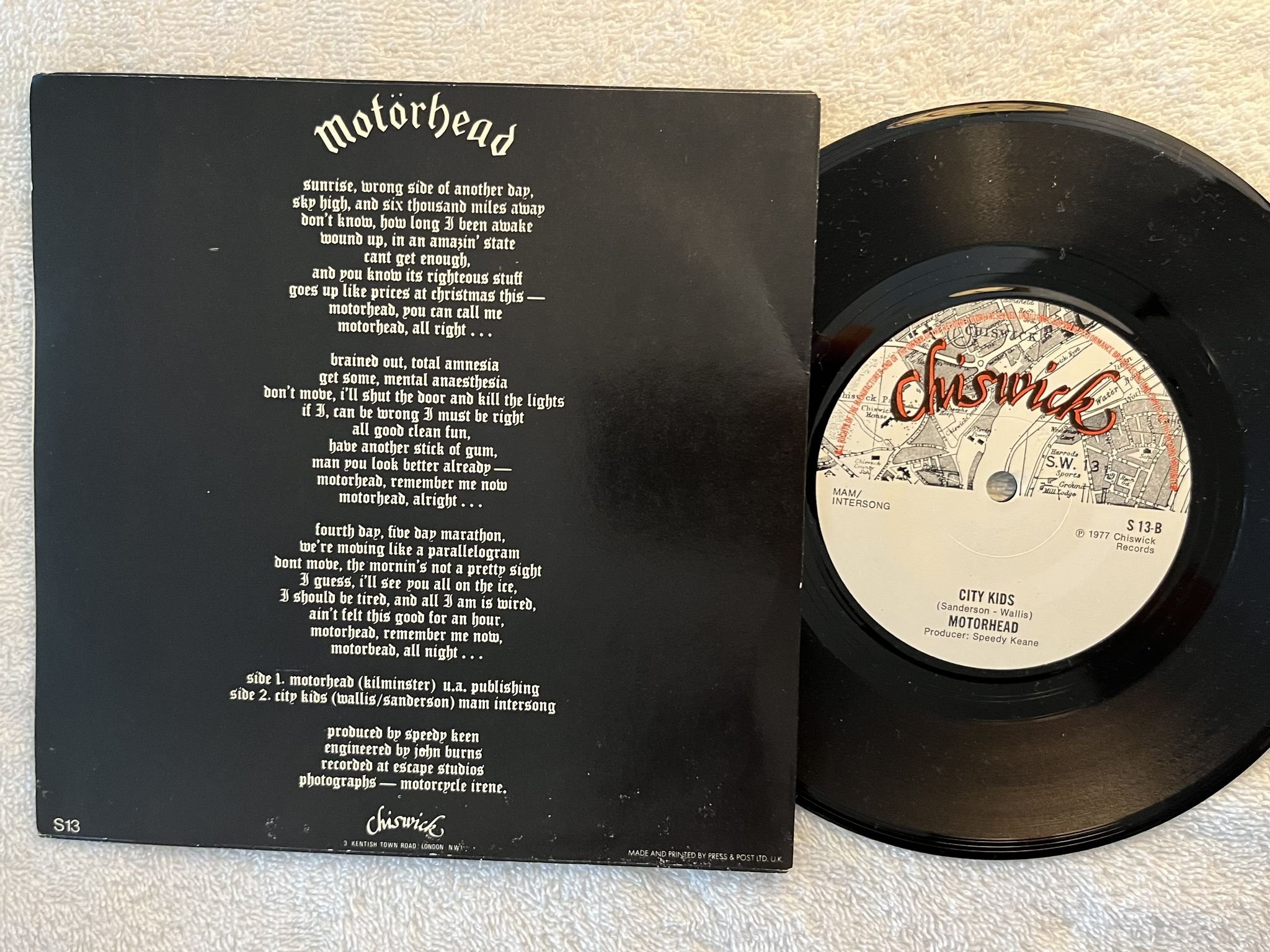 Omslagsbild för skivan MOTÖRHEAD s/t 7"single -77 UK CHISWICK s 13 *** Hard Rock ***