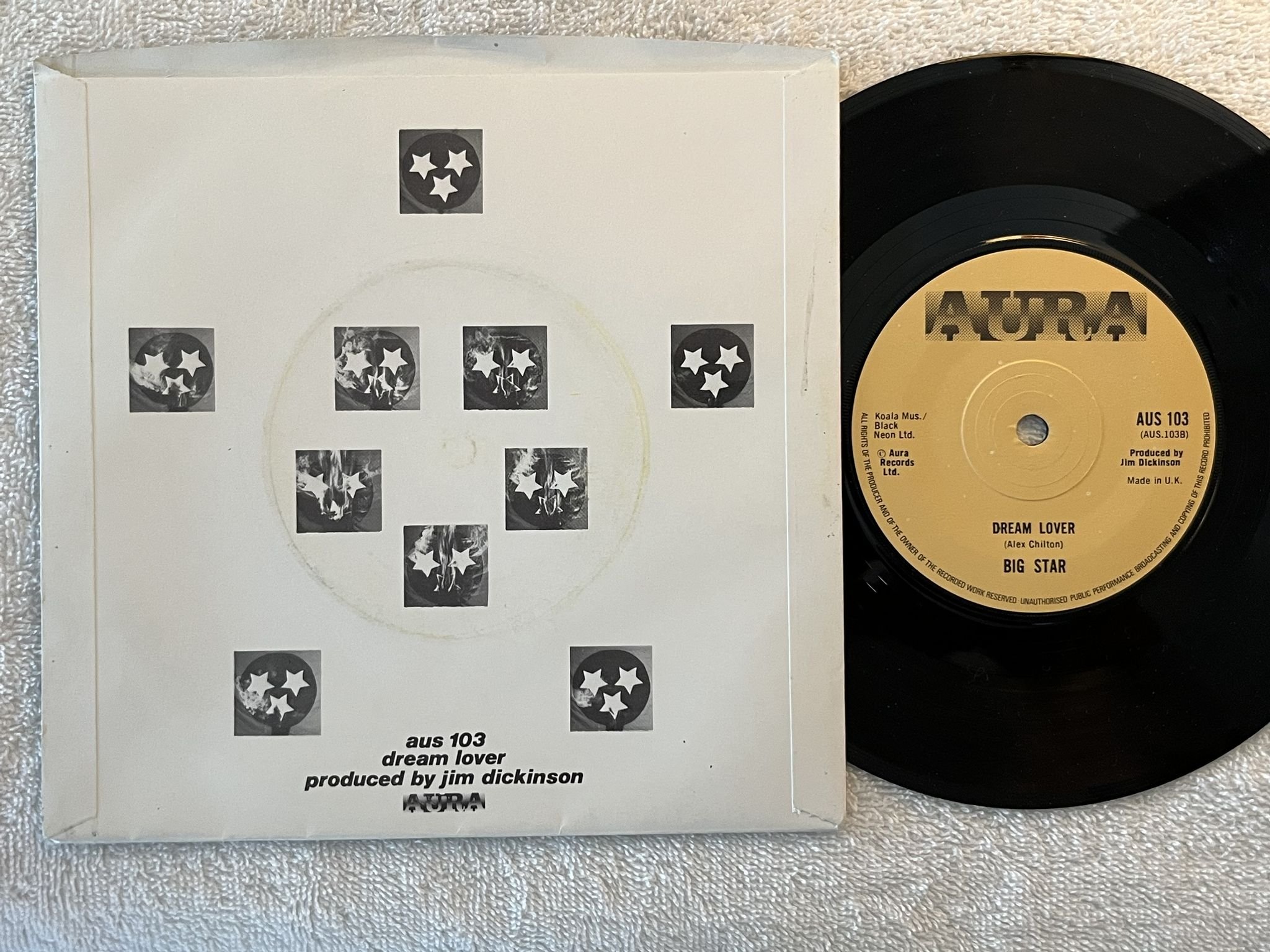 Omslagsbild för skivan BIG STAR kizza me 7" -78 UK AURA AUS 103 ** CLASSIC **