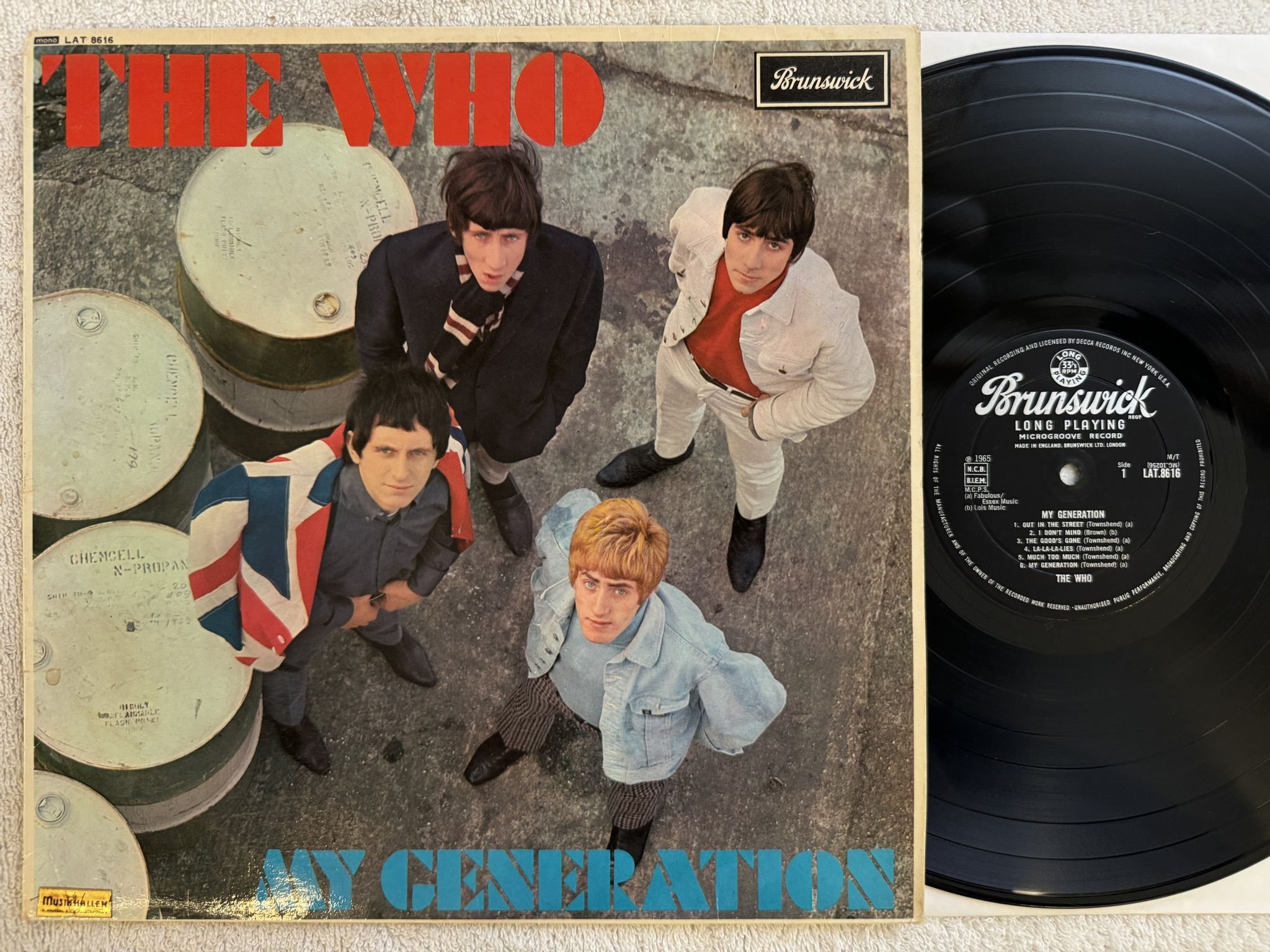 Omslagsbild för skivan THE WHO my generation LP -65 UK BRUNSWICK LAT 8616 *** CLASSIC ***