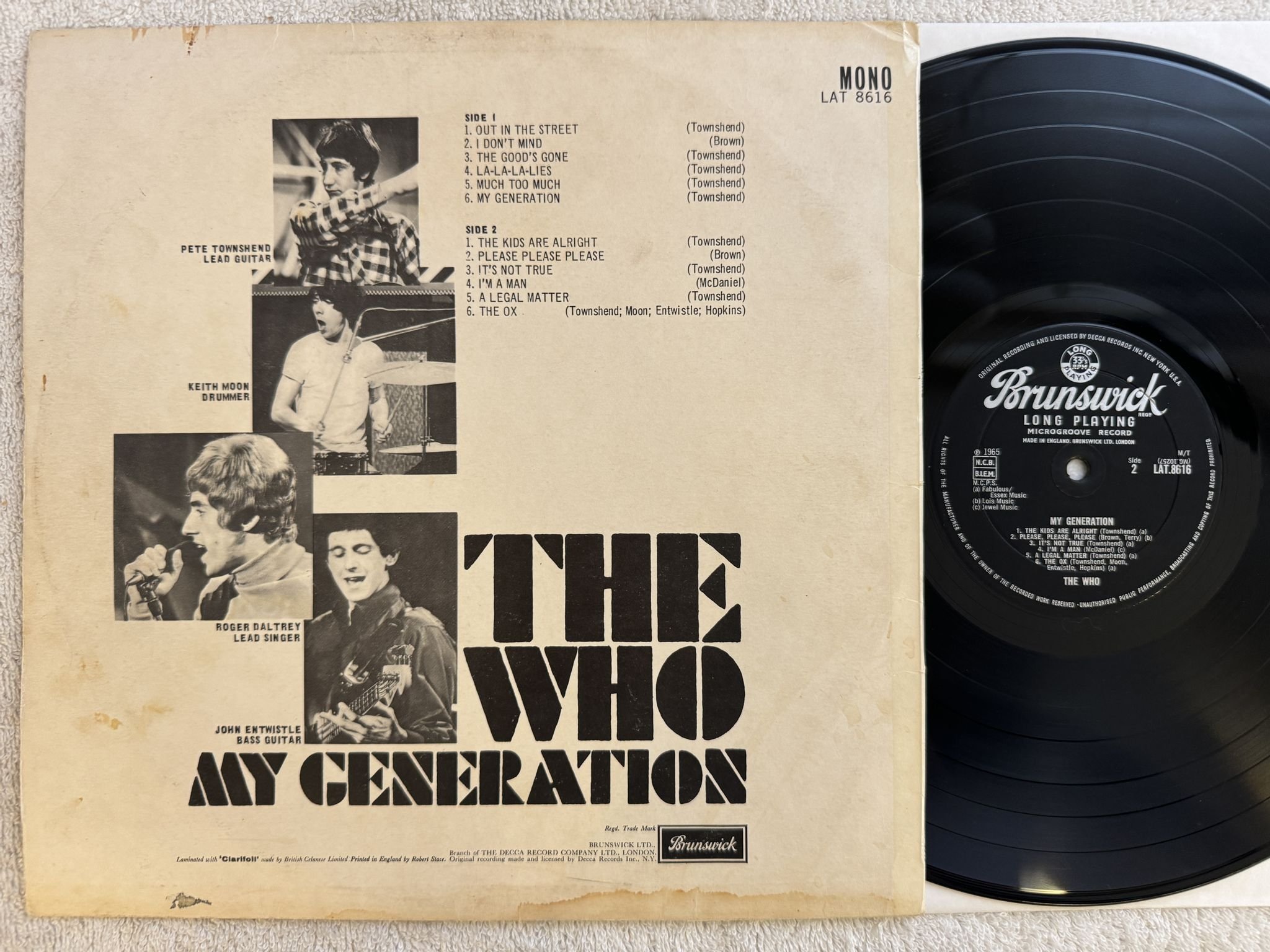 Omslagsbild för skivan THE WHO my generation LP -65 UK BRUNSWICK LAT 8616 *** CLASSIC ***