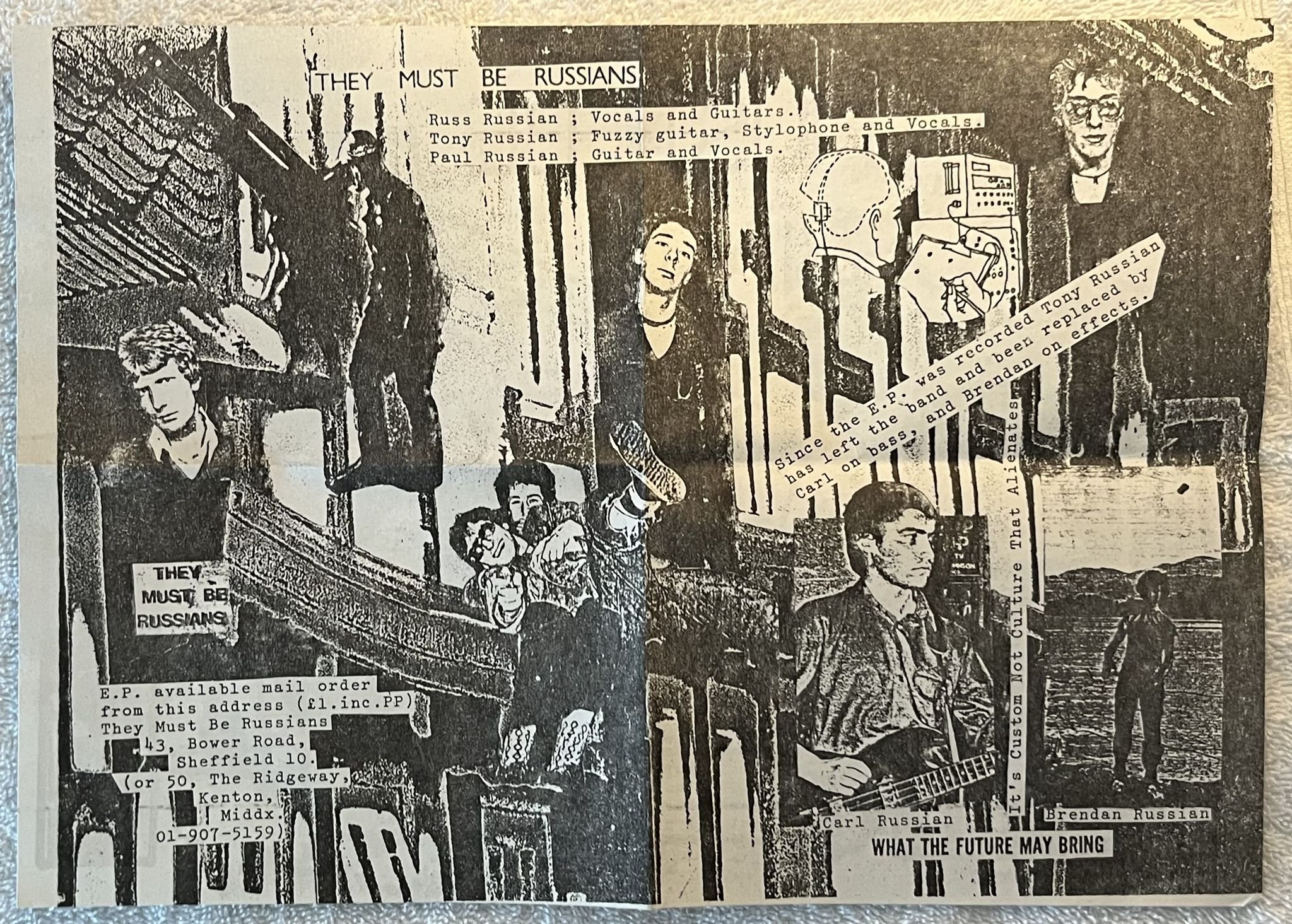 Omslagsbild för skivan THEY MUST BE RUSSIANS 7"EP -79 UK private RVS 001 * NEW WAVE 45 *