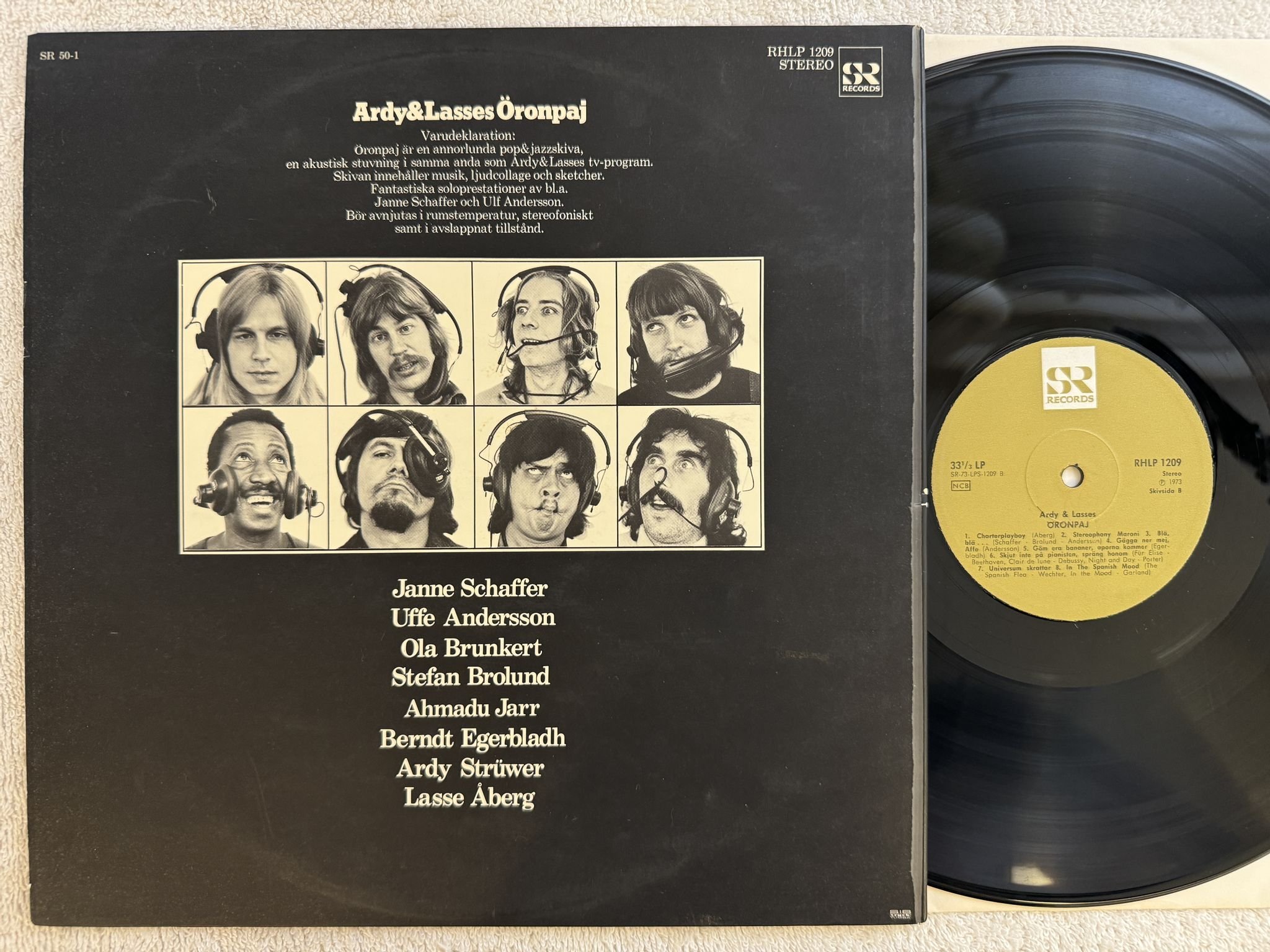 Omslagsbild för skivan ARDY & LASSE öronpaj LP -73 Swe SR RECORDS RHLP 1209