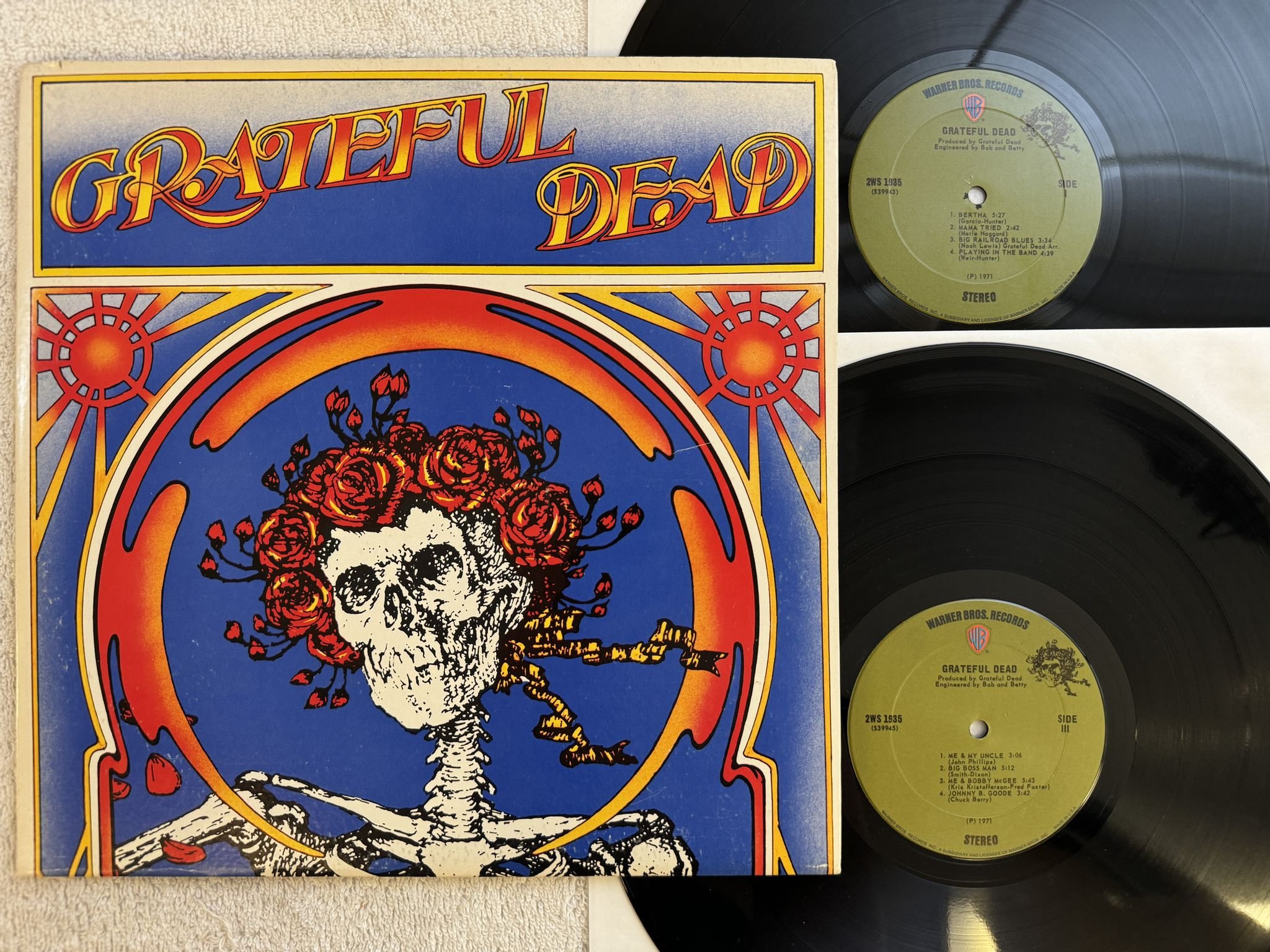 Omslagsbild för skivan GRATEFUL DEAD s/t 2xLP -71 US WARNER 2WS 1935 ** PSYCH-FOLK **