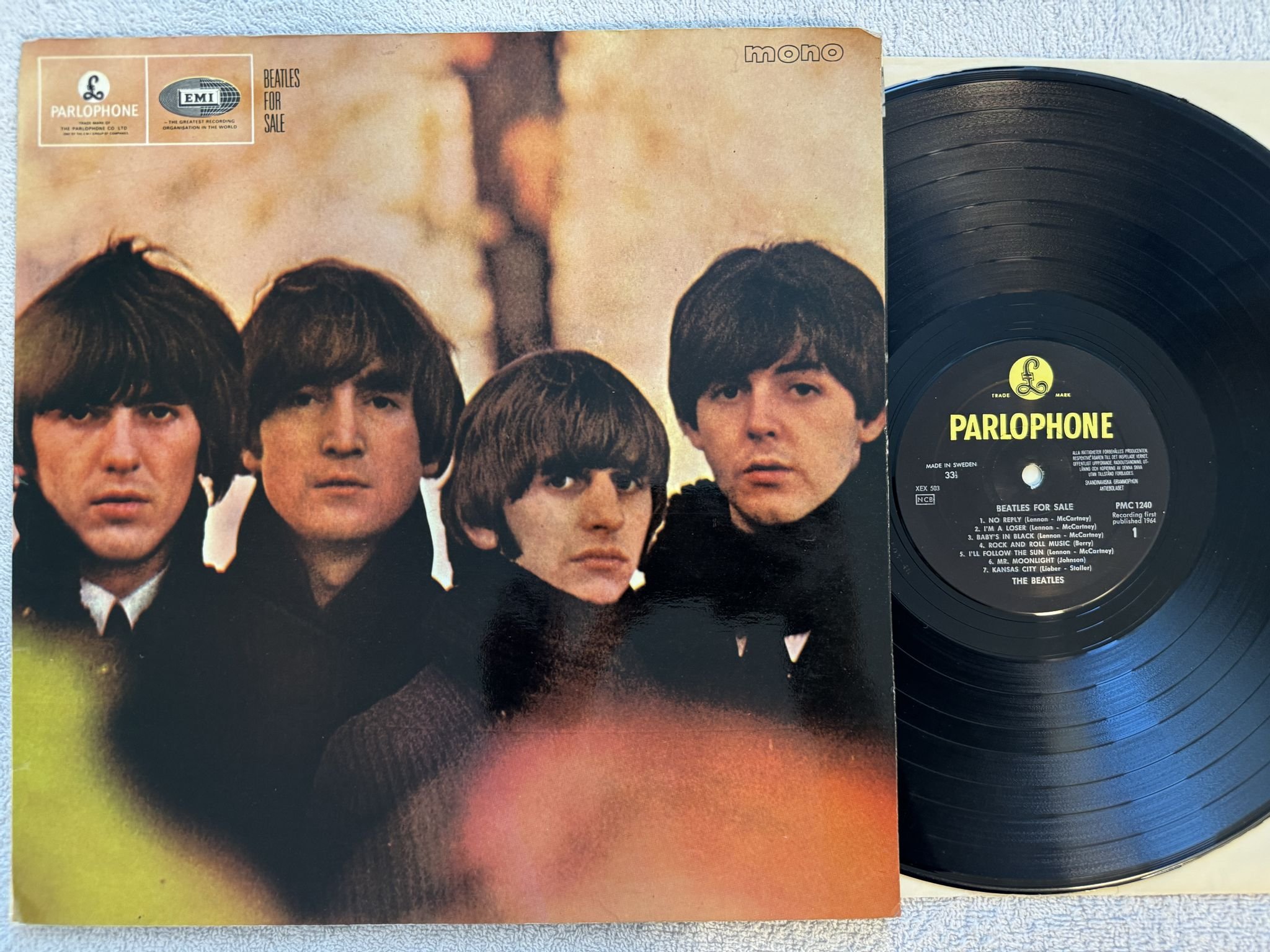 Omslagsbild för skivan THE BEATLES Beatles for sale LP -64 Swe PARLOPHONE PMC 1240