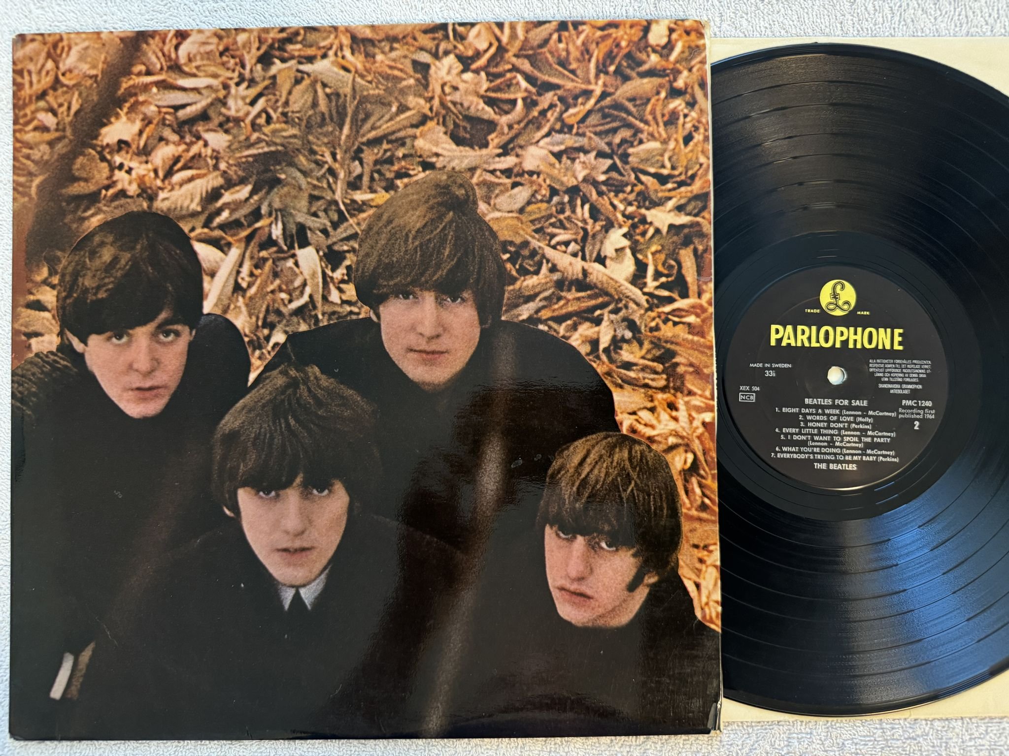 Omslagsbild för skivan THE BEATLES Beatles for sale LP -64 Swe PARLOPHONE PMC 1240