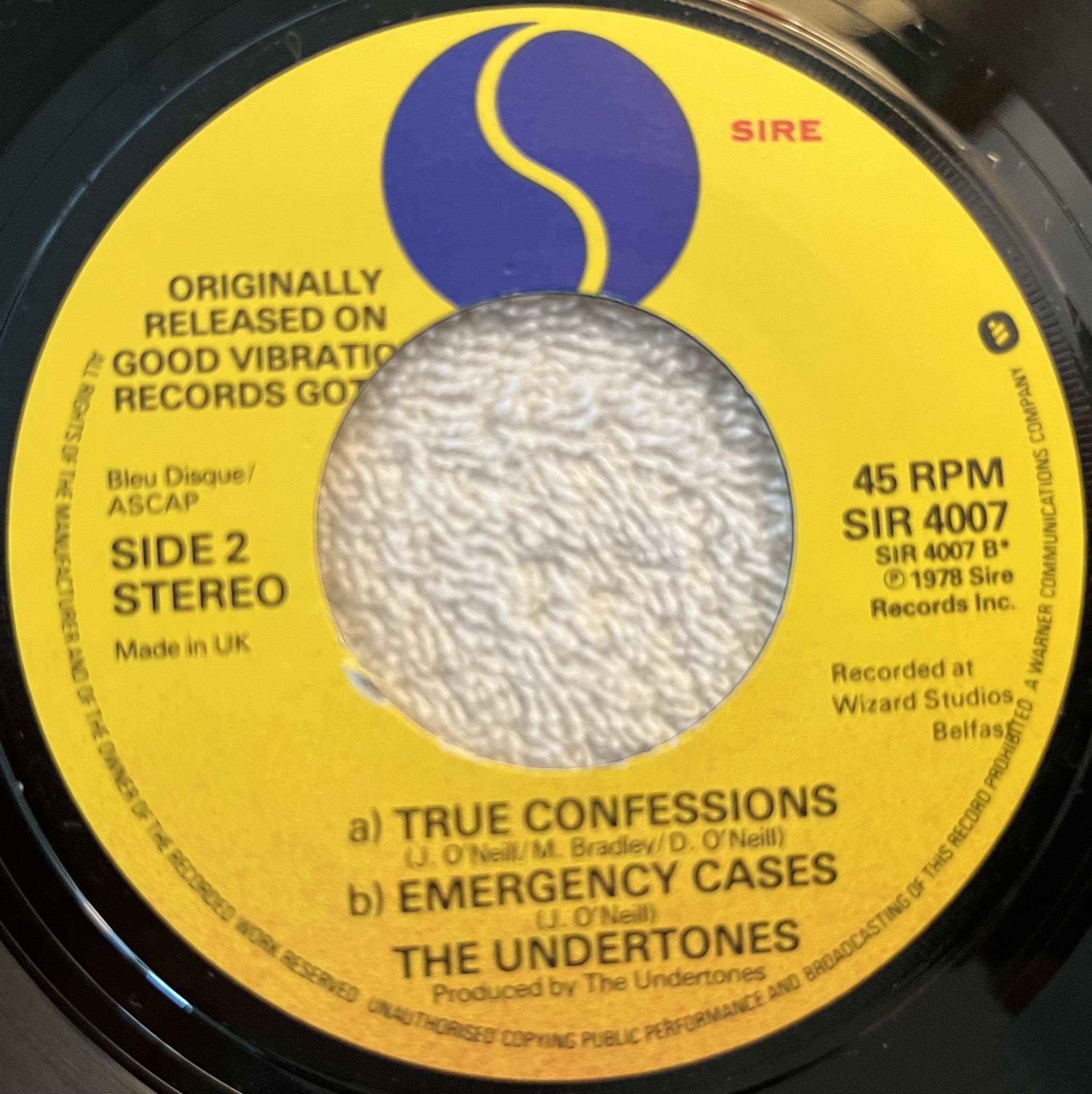 Omslagsbild för skivan THE UNDERTONES teenage kicks 7"ep -78 re UK SIRE SIR 4007