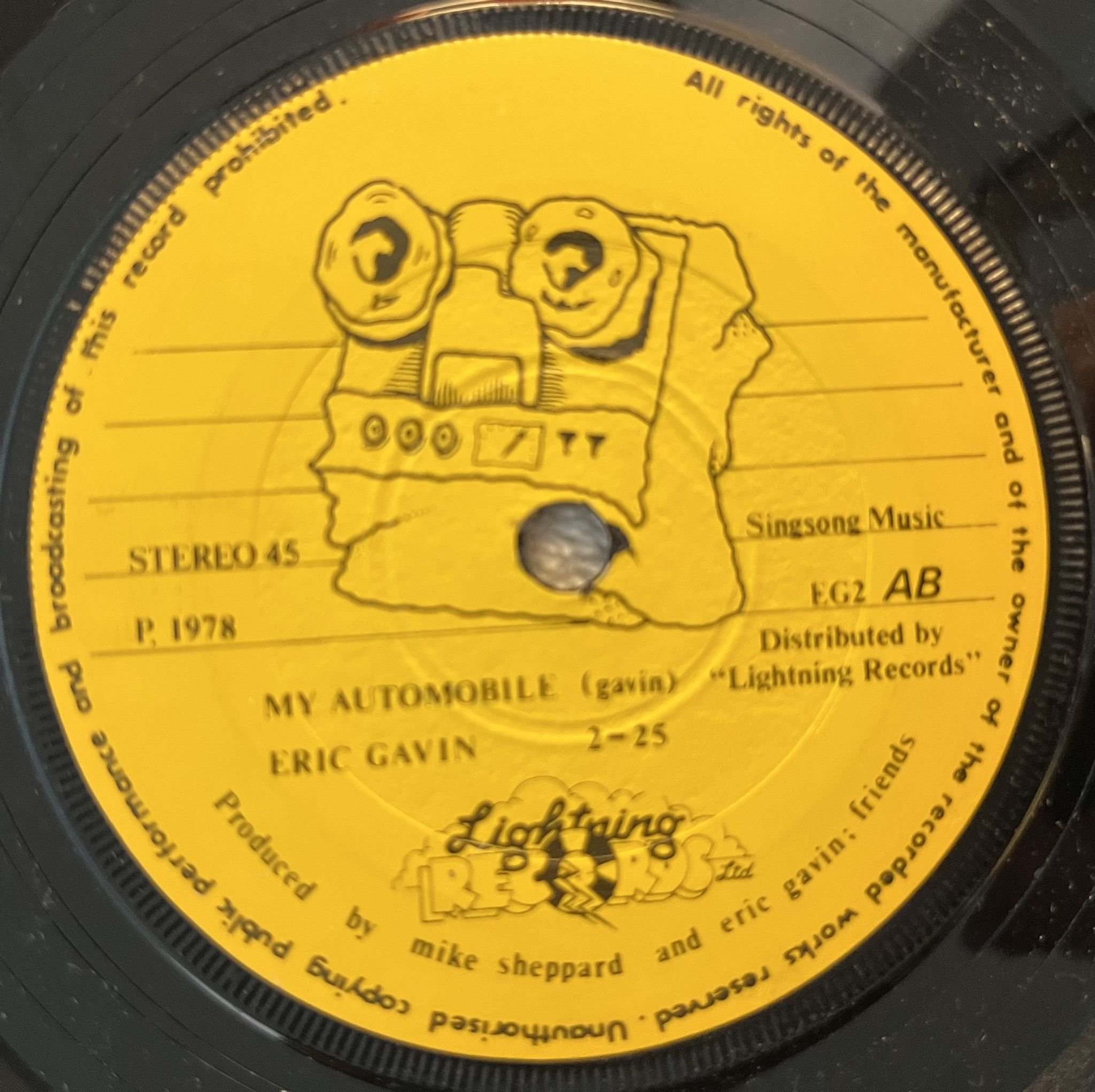 Omslagsbild för skivan ERIC GAVIN Lucinda 7" -78 UK SCRATCHED EG1 ** POWER POP **