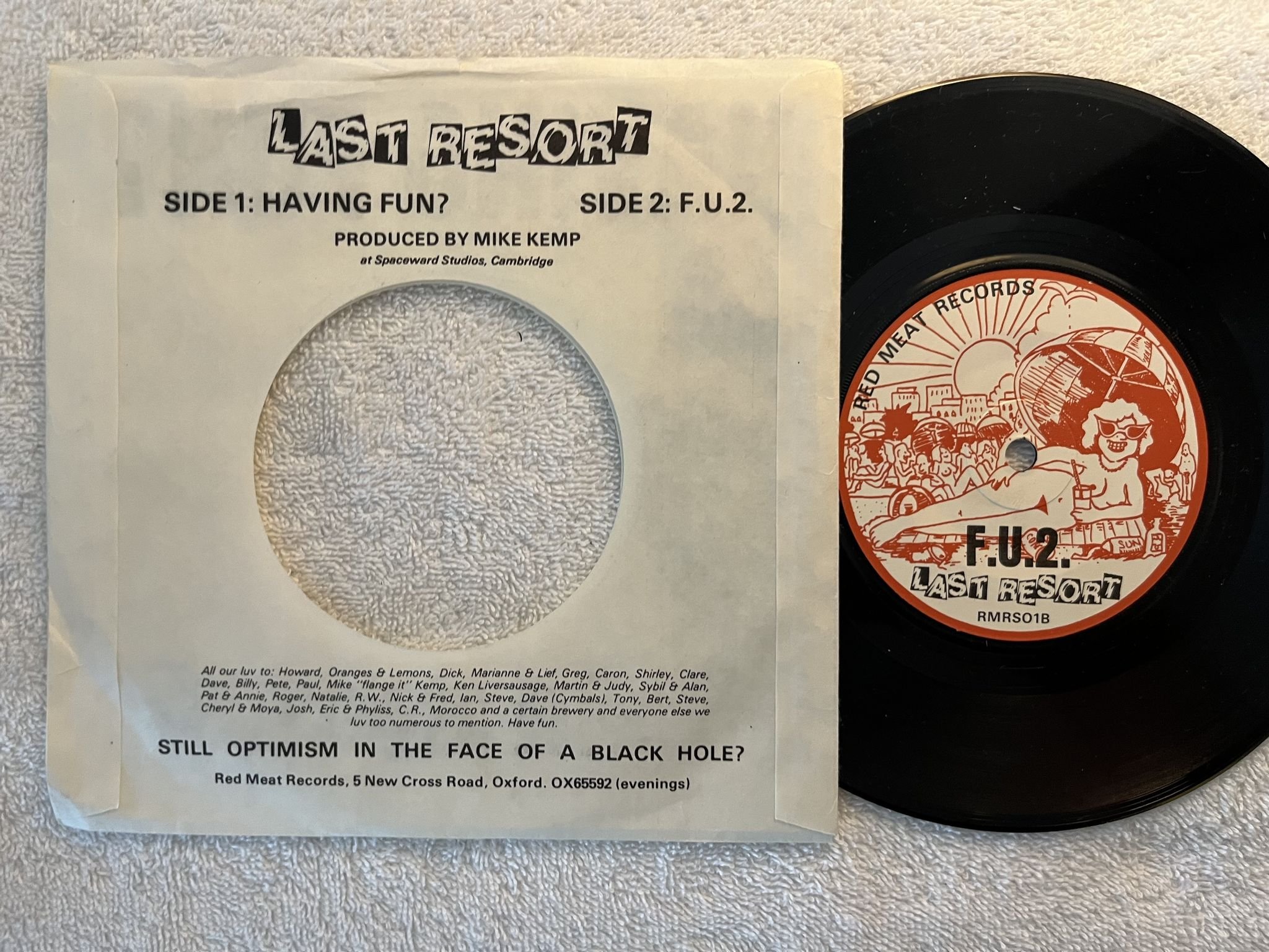 Omslagsbild för skivan LAST RESORT having fun? 7" UK -78 RED MEAT RMRSO1 ** PUNK 45 **
