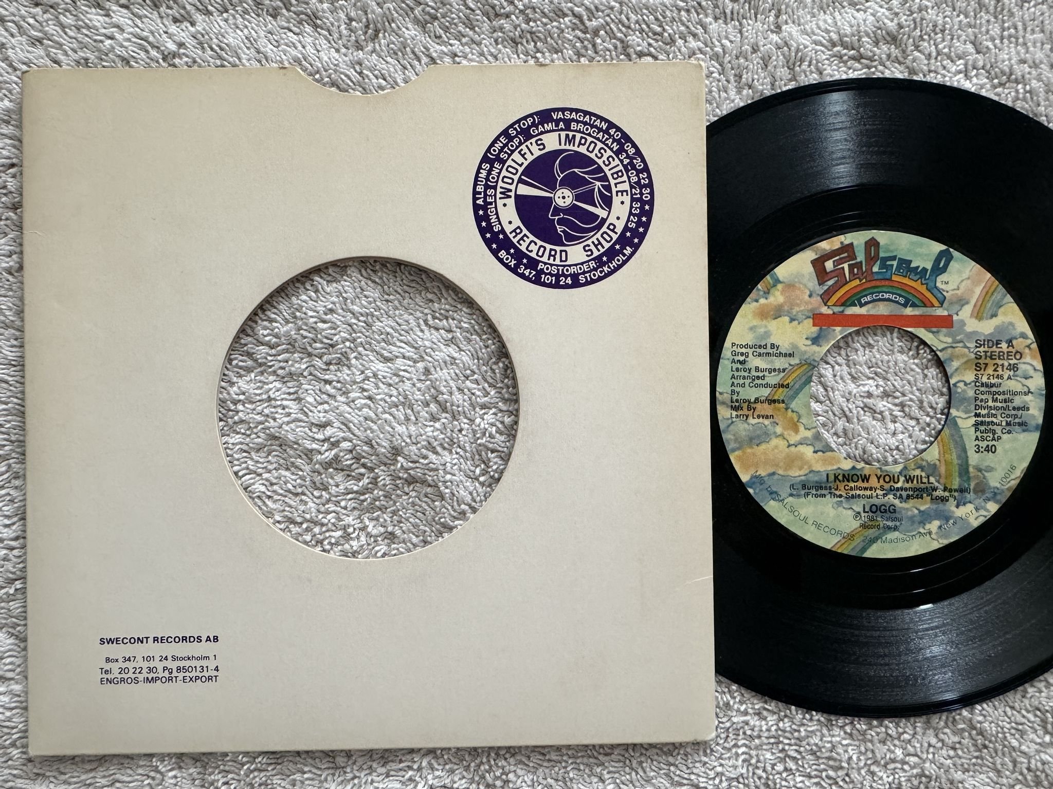 Omslagsbild för skivan LOGG I Know You Will 7" -81 US SALSOUL S7 2146 ** RARE DISCO FUNK 45 **