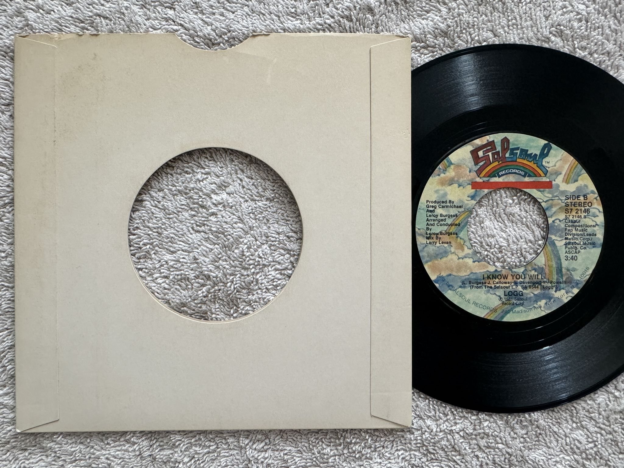 Omslagsbild för skivan LOGG I Know You Will 7" -81 US SALSOUL S7 2146 ** RARE DISCO FUNK 45 **
