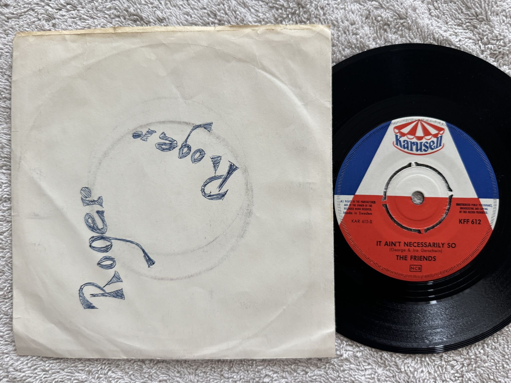 Omslagsbild för skivan THE FRIENDS empty handed 7" -64 Swe KARUSELL KFF 612 ** RARE GARAGE ROCK **