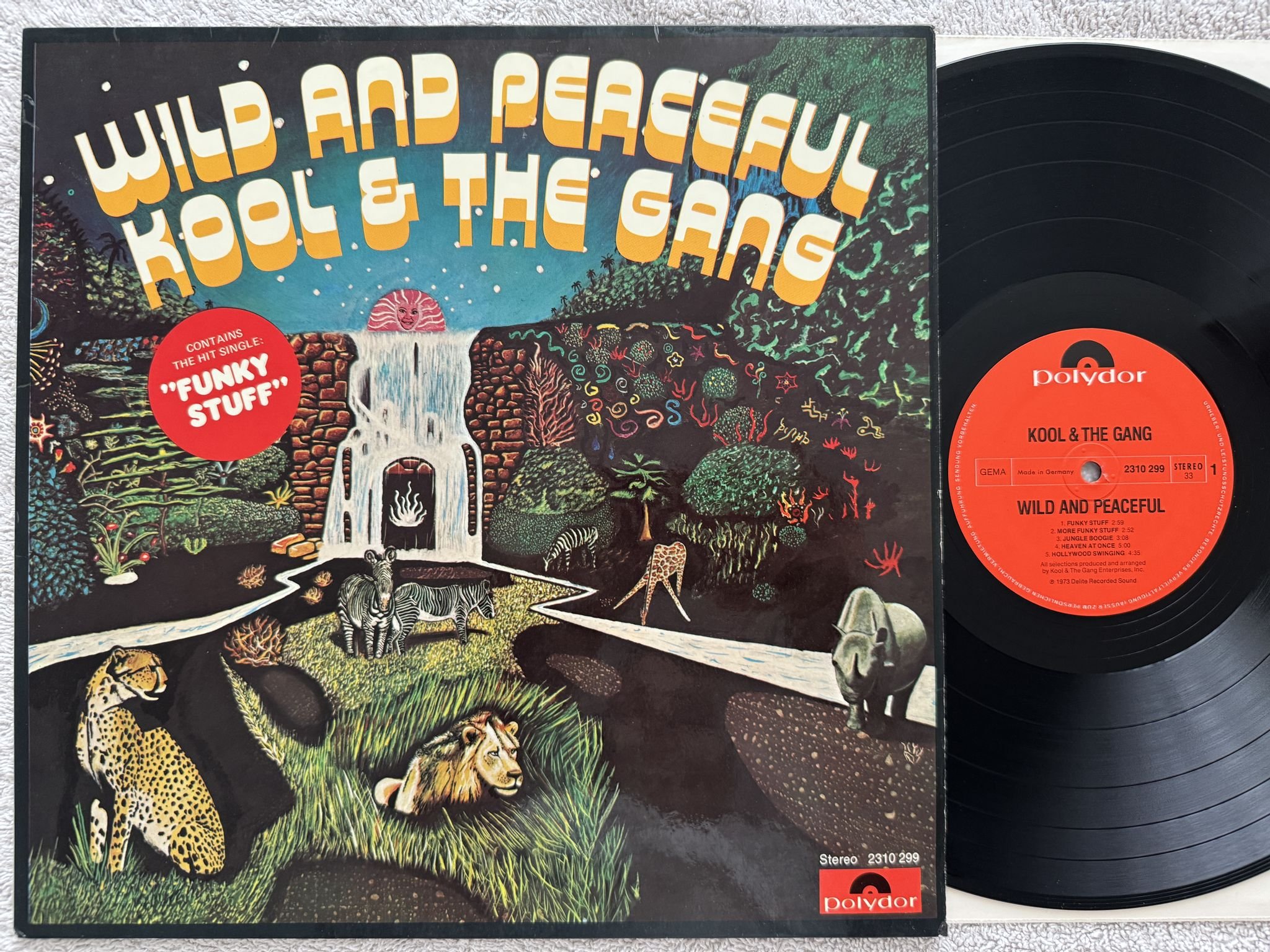 Omslagsbild för skivan KOOL & THE GANG wild and peaceful LP -73 Ger POLYDOR 2310 299