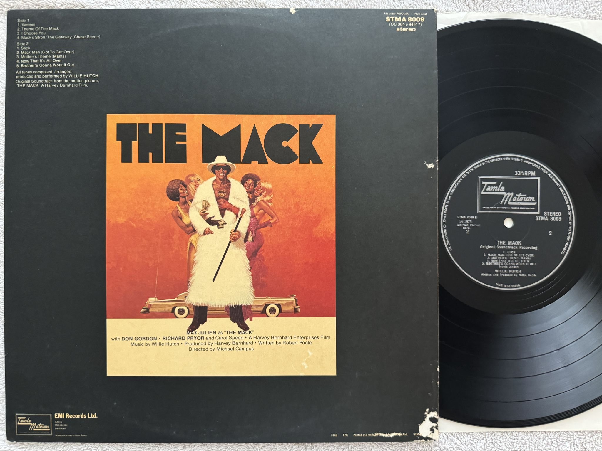 Omslagsbild för skivan WILLIE HUTCH the mack LP -73 UK TAMLA MOTOWN STMA 8009