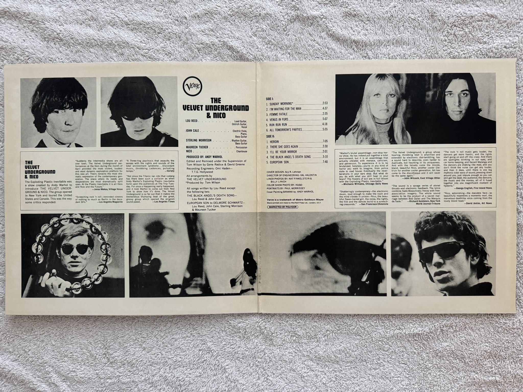 Omslagsbild för skivan THE VELVET UNDERGROUND AND NICO LP -67/71 UK MGM 2315 056 ANDY WARHOL POP ART