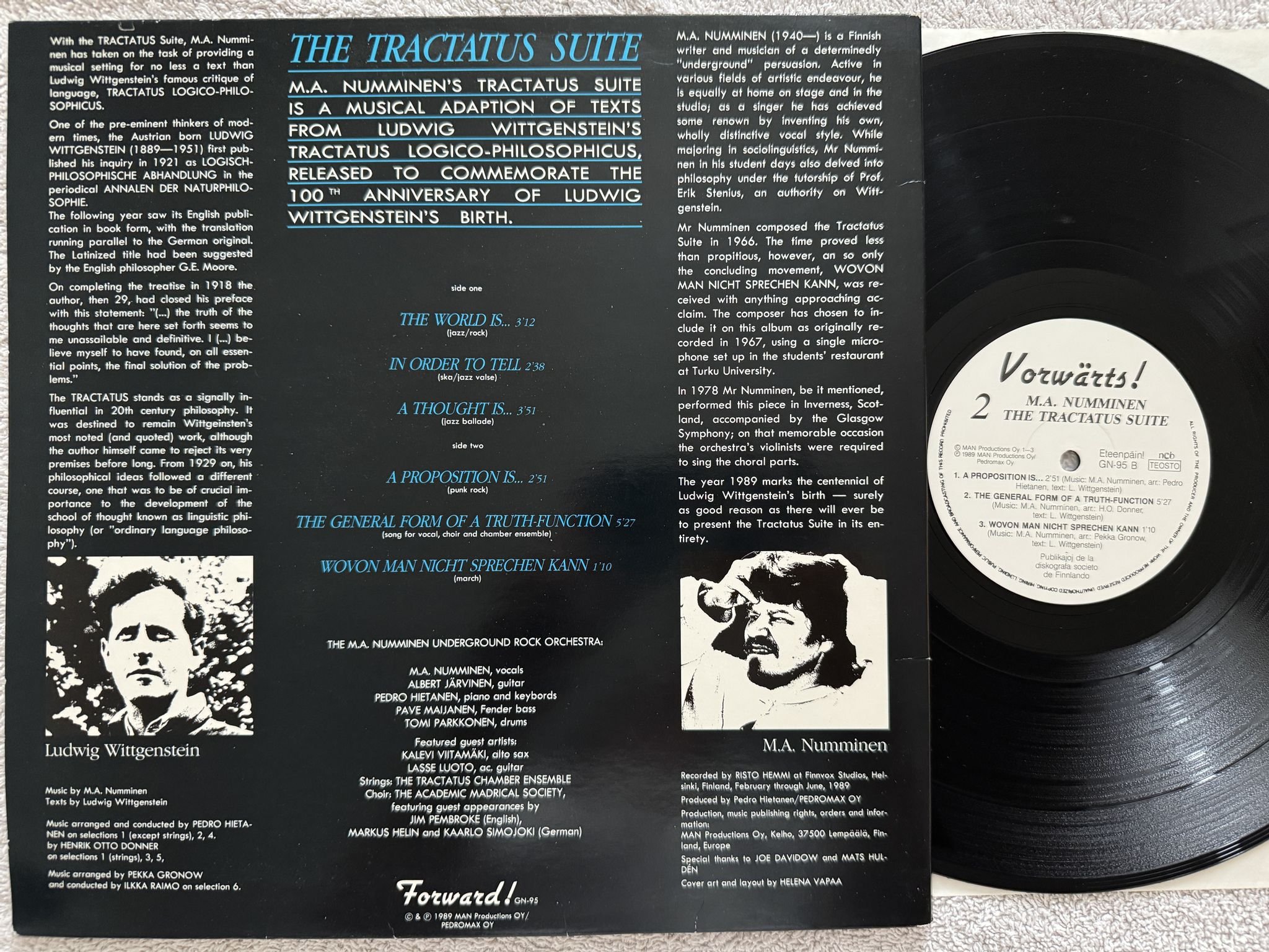 Omslagsbild för skivan M.A. NUMMINEN tractatus suite LP -89 Finland FORWARD! GN-95