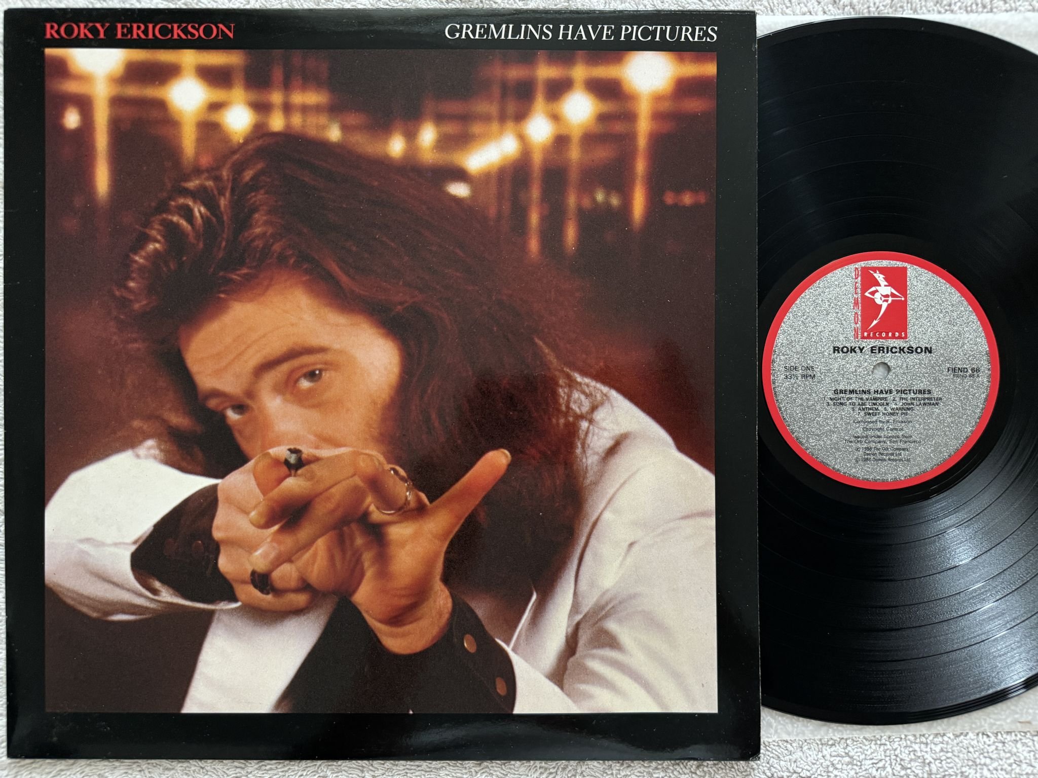 Omslagsbild för skivan ROKY ERICKSON gremlins have pictures LP -86 UK DEMON RECORDS FIEND 66